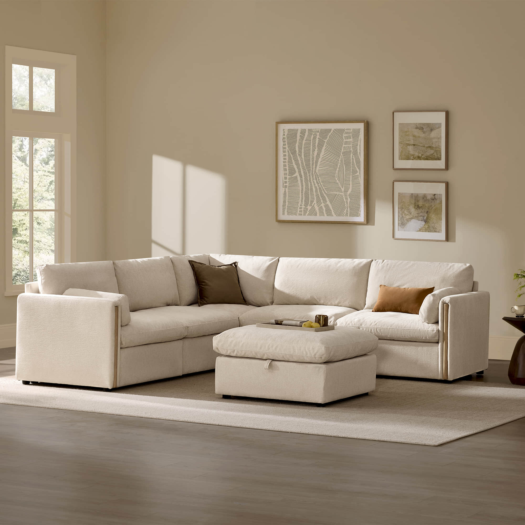 Jonathan Modern Cozy Chenille 5-seat Modular Sofa with Hidden Storage - Image 43