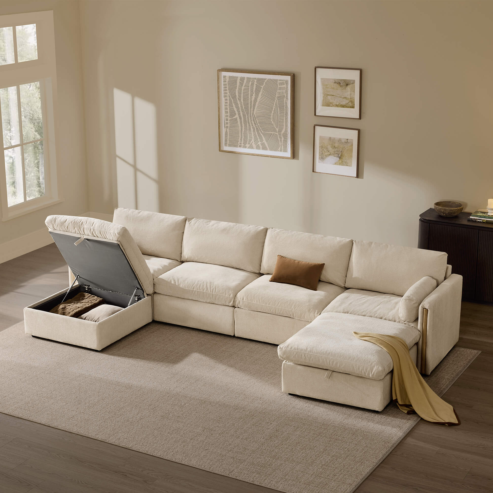 Jonathan Modern Cozy Chenille 6-seat Modular Sofa with Hidden Storage - Image 39