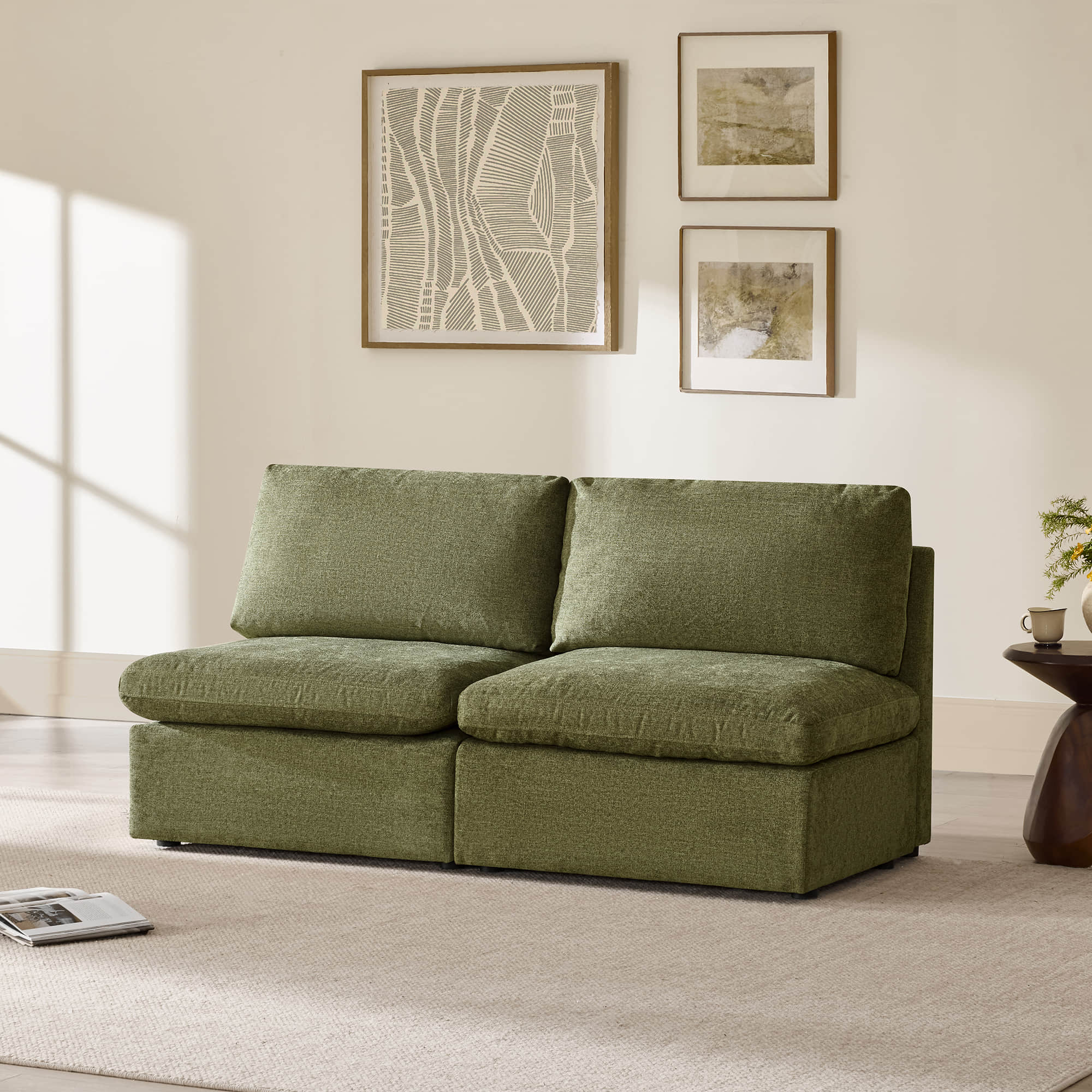Jonathan Modern Cozy Chenille Sofa Armless Chair - Image 16