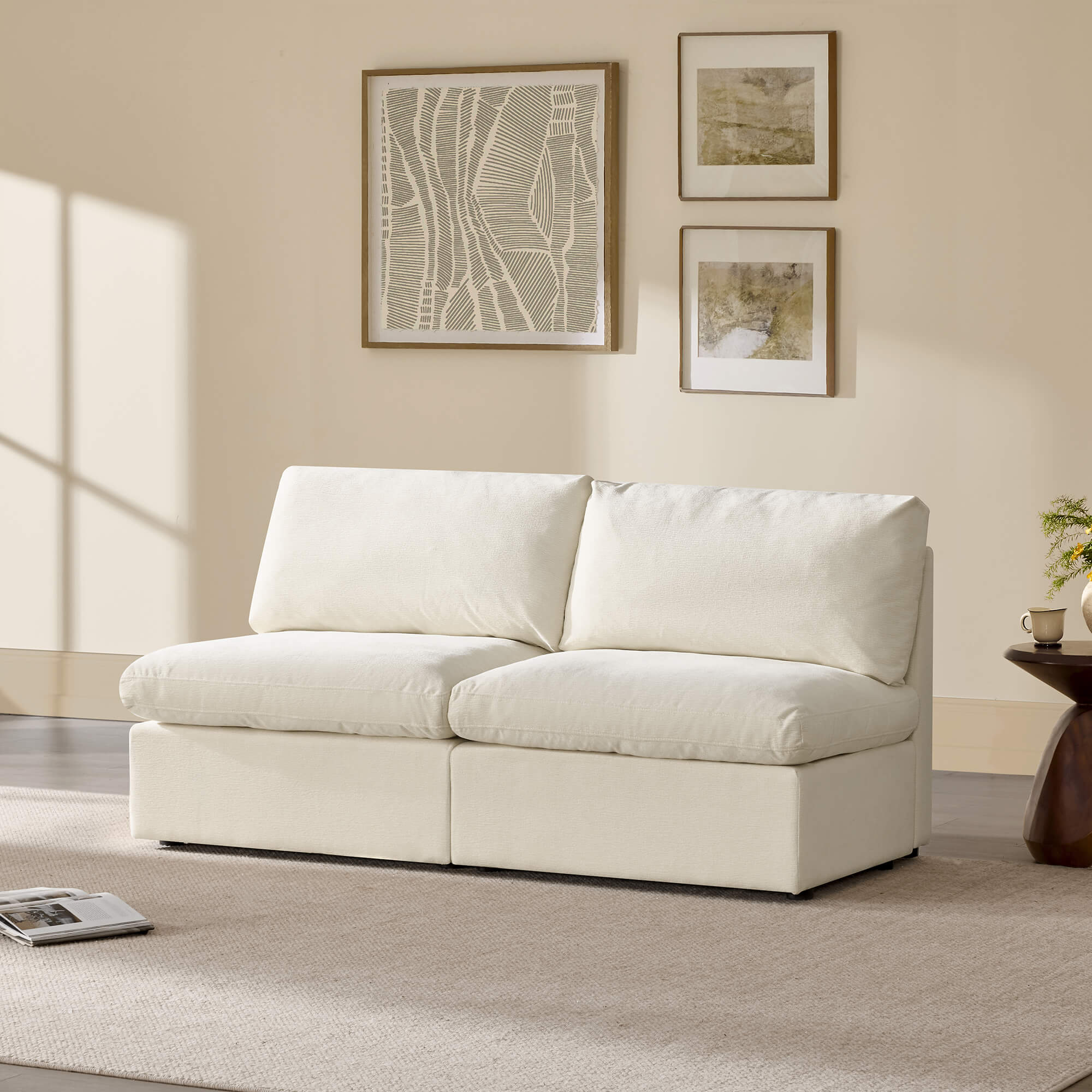 Jonathan Modern Cozy Chenille Sofa Armless Chair - Image 2
