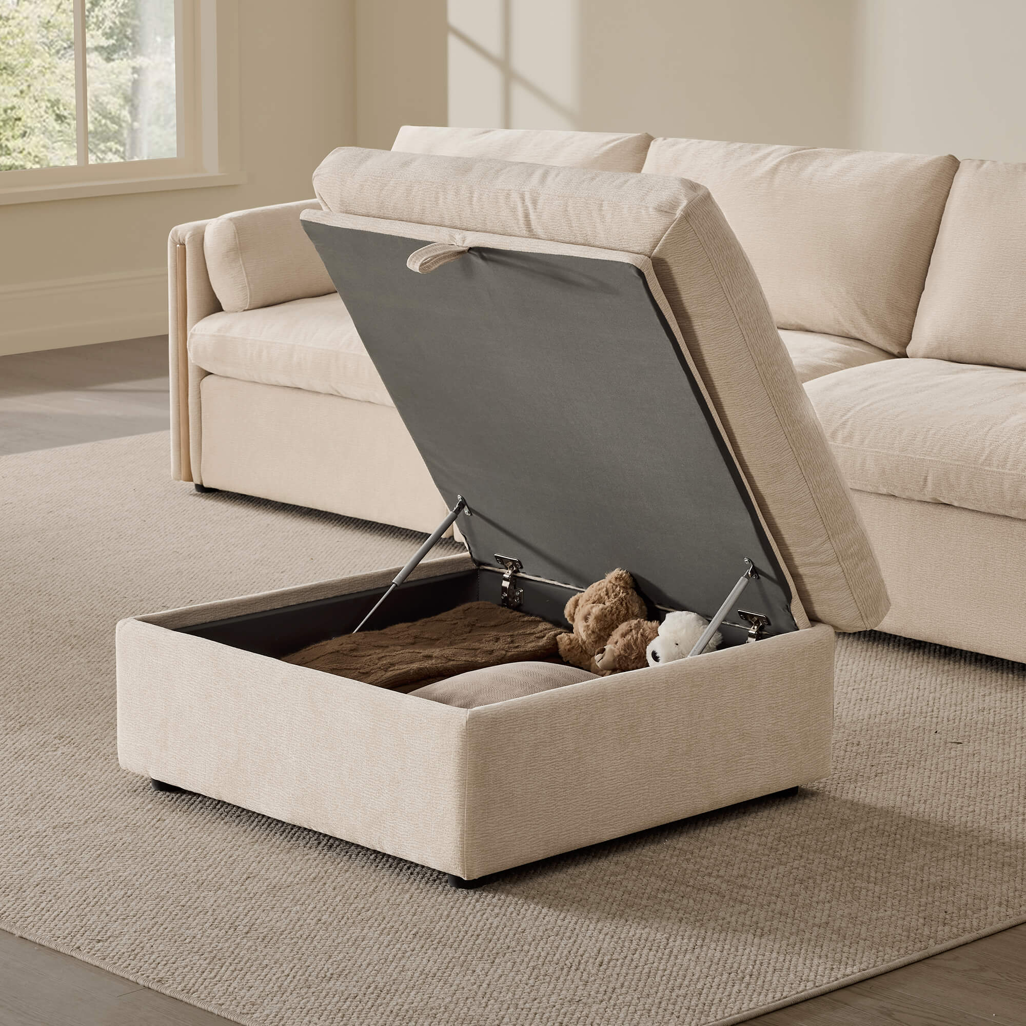 Jonathan Modern Cozy Chenille Sofa Ottoman - Image 5