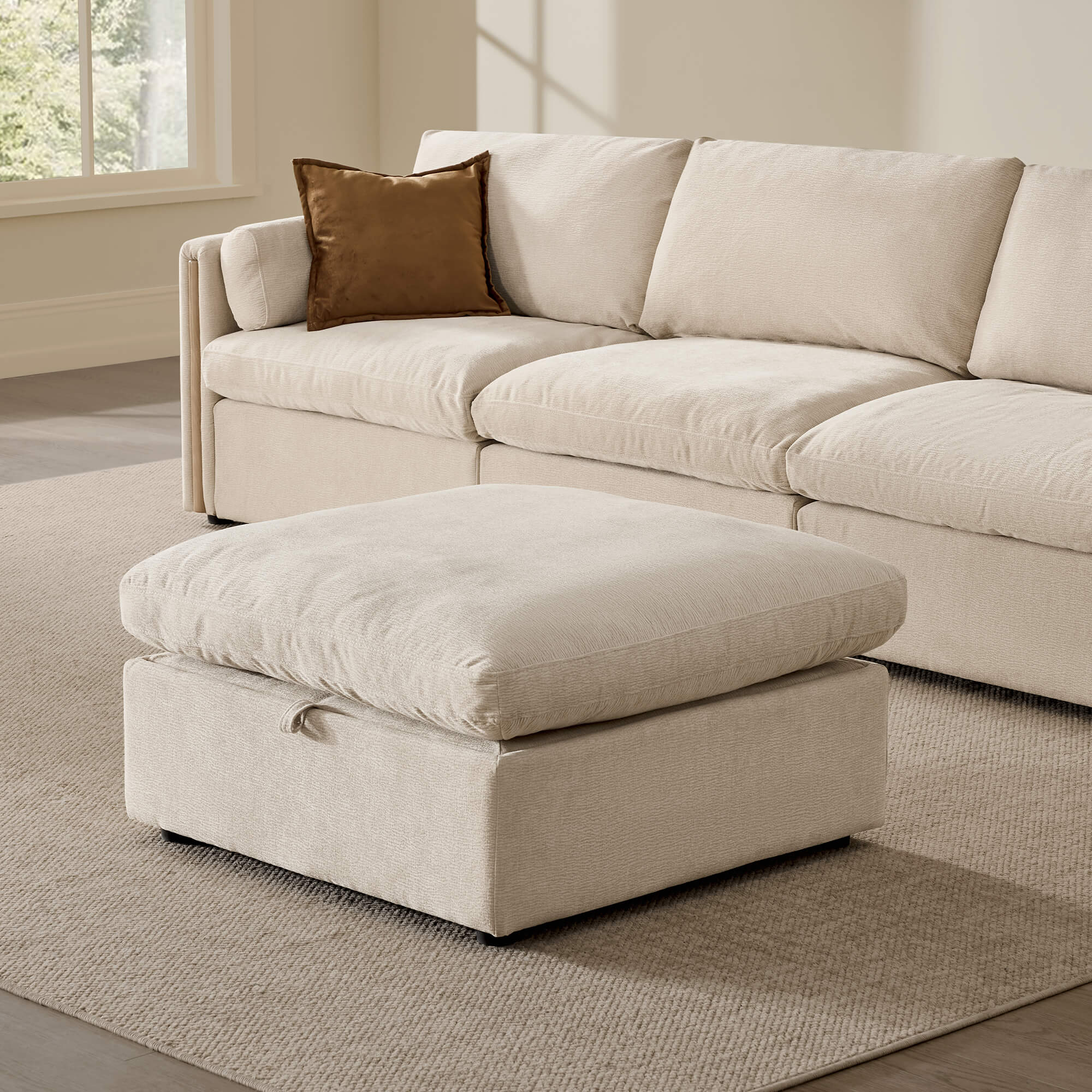 Jonathan Modern Cozy Chenille Sofa Ottoman - Image 6