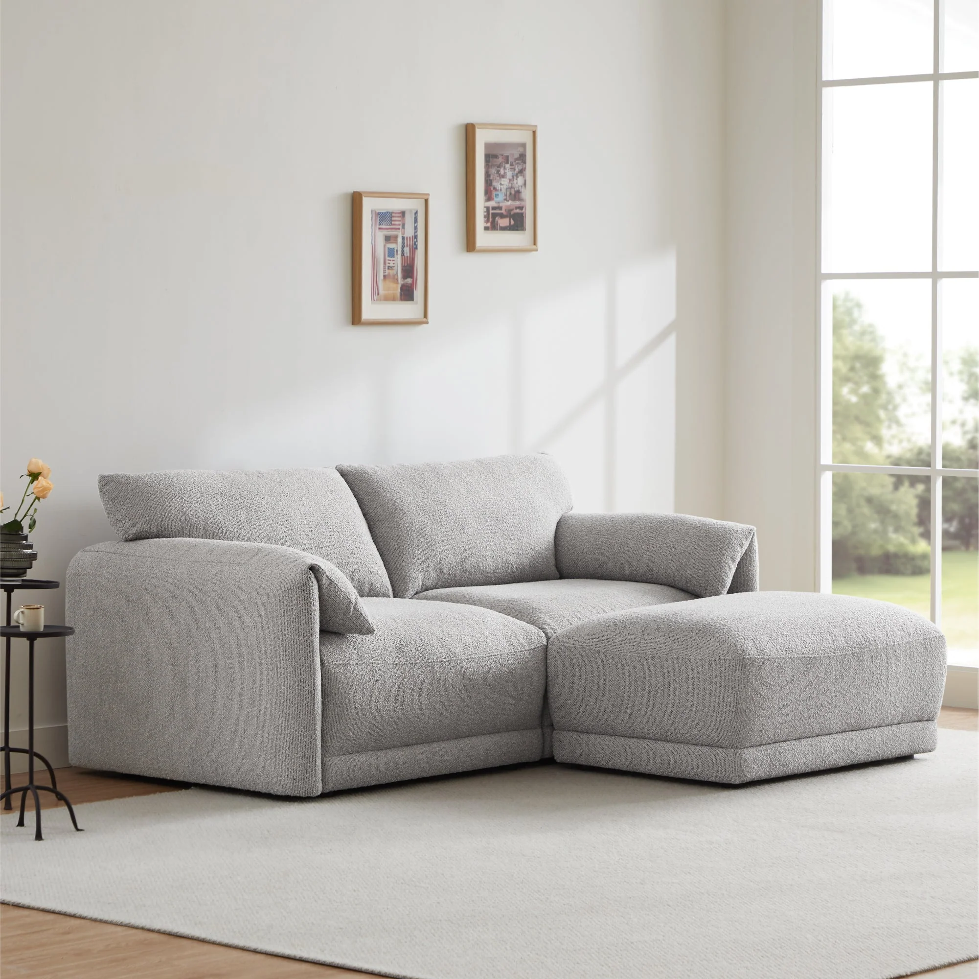 Josie Performance Boucle Ottoman / Armless Chair - Image 4