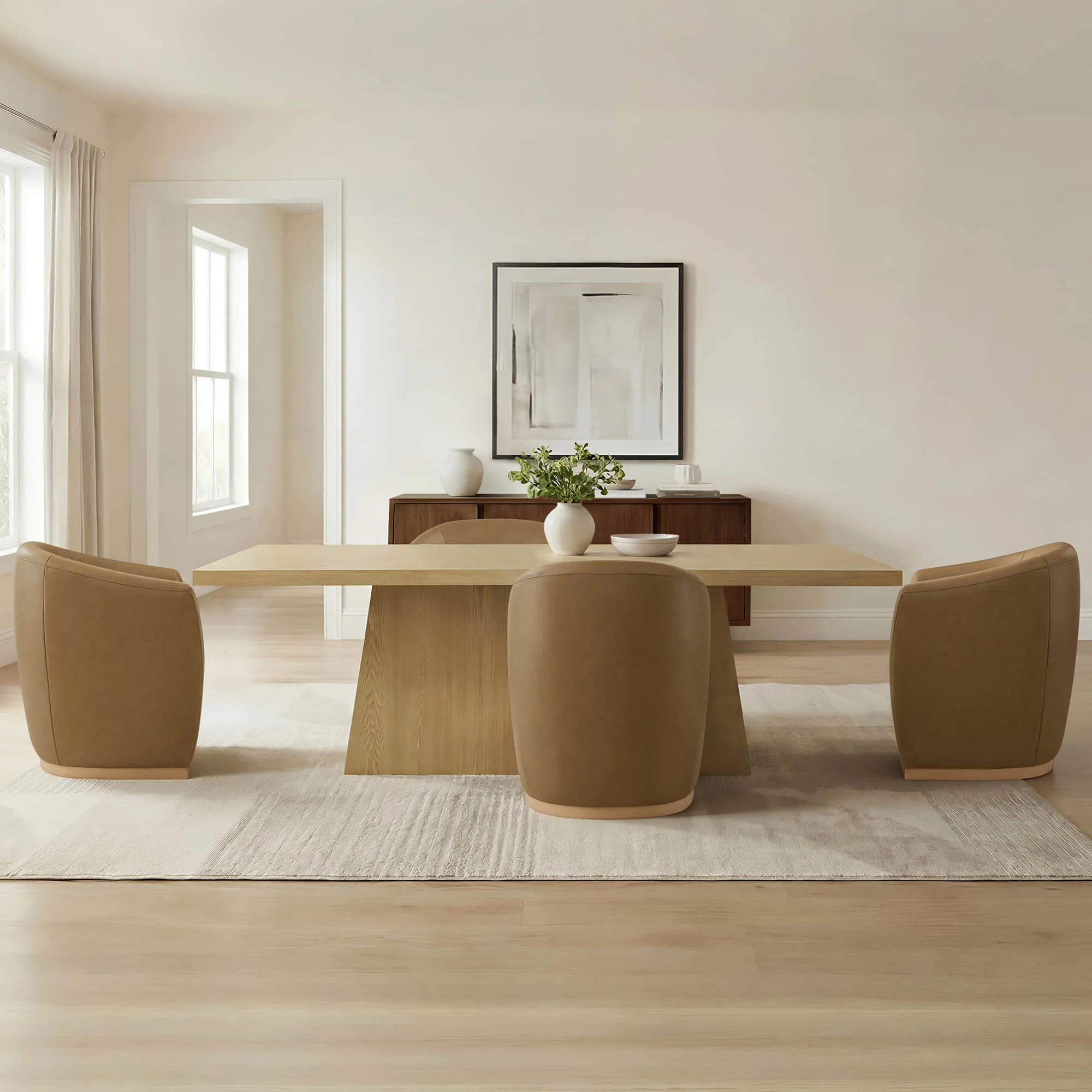 Jovie Cross Pedestal Wood Dining Table - Image 16