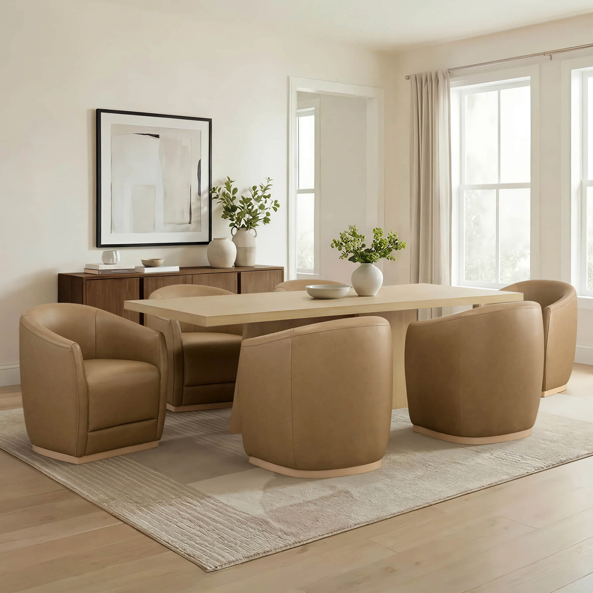 Jovie Cross Pedestal Wood Dining Table - Image 17
