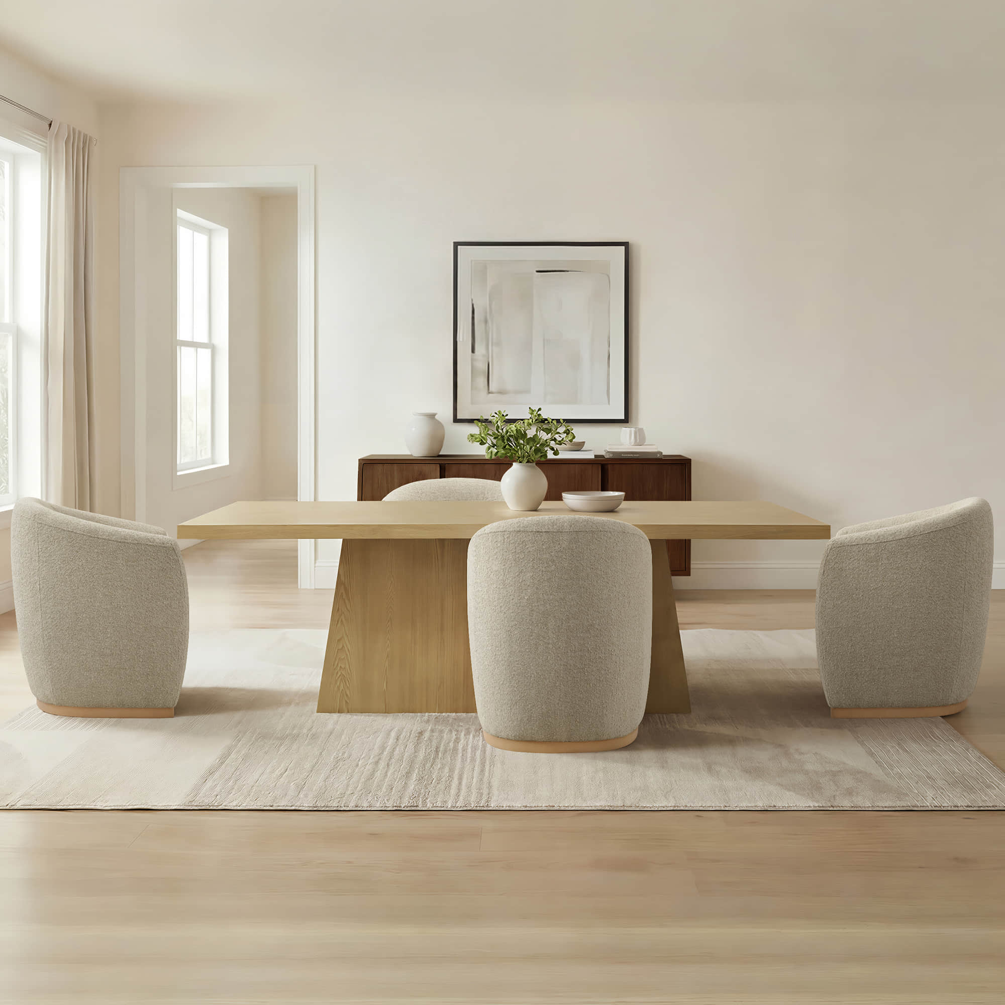 Jovie Cross Pedestal Wood Dining Table - Image 8