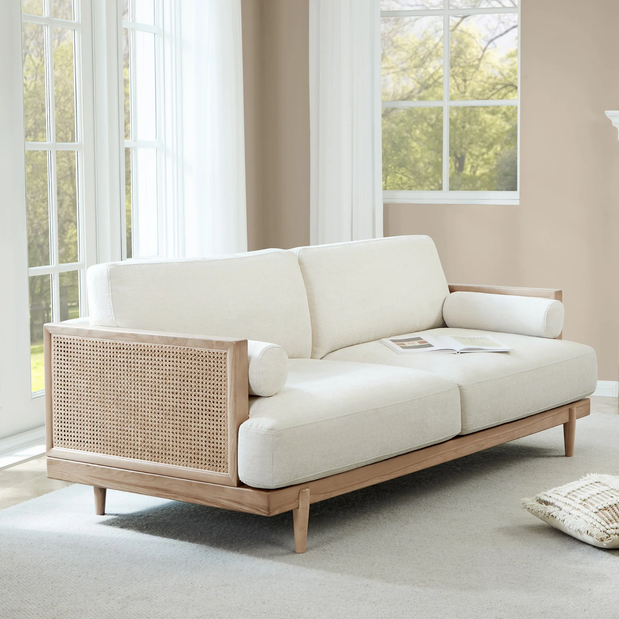 Julane Modern 3-Seater Cane Sofa (78.75'') - Image 4