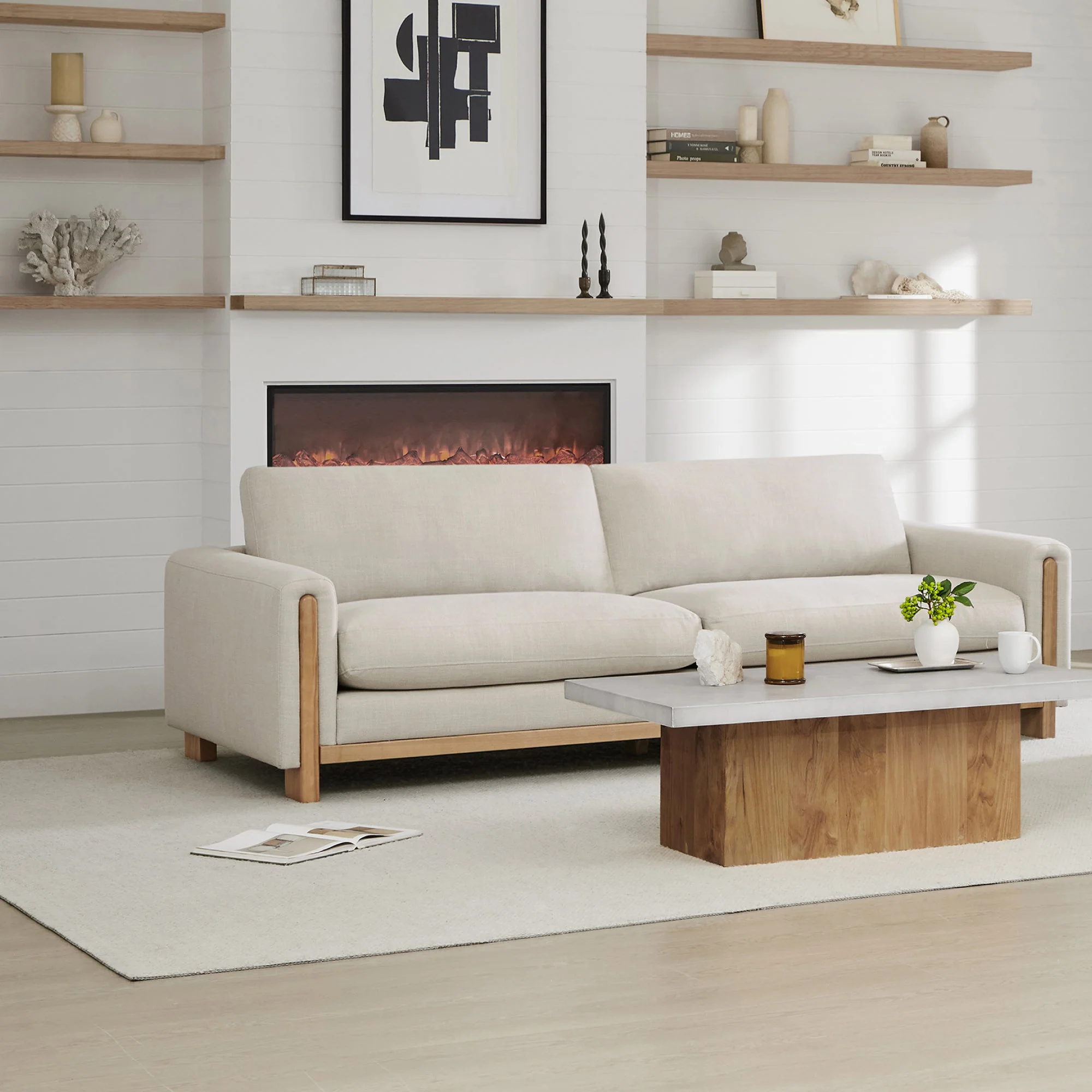 Keaton Performance Fabric 3-Seater Sofa with Ash Wood Base (99'') - Image 11