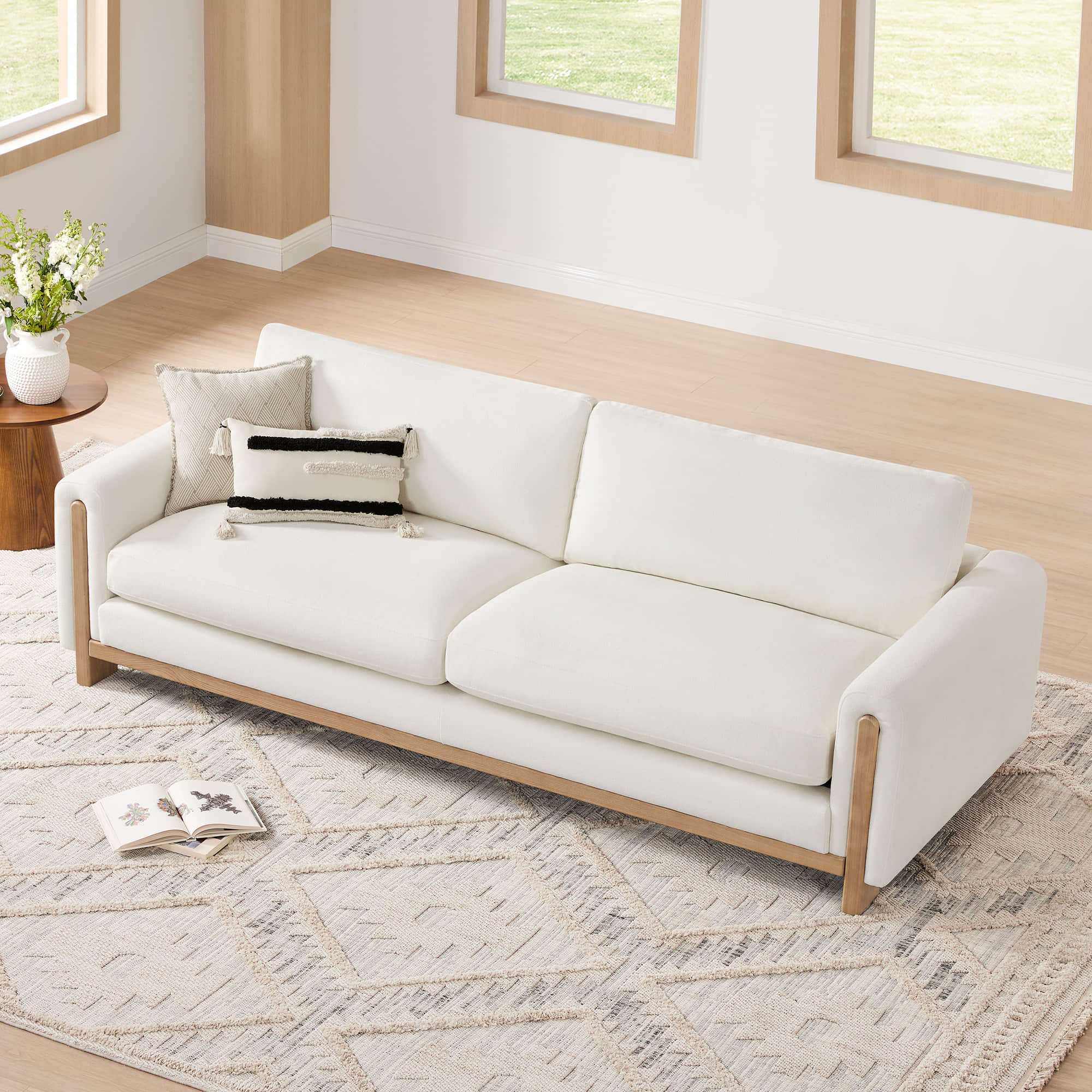 Keaton Performance Fabric 3-Seater Sofa with Ash Wood Base (99'') - Image 20