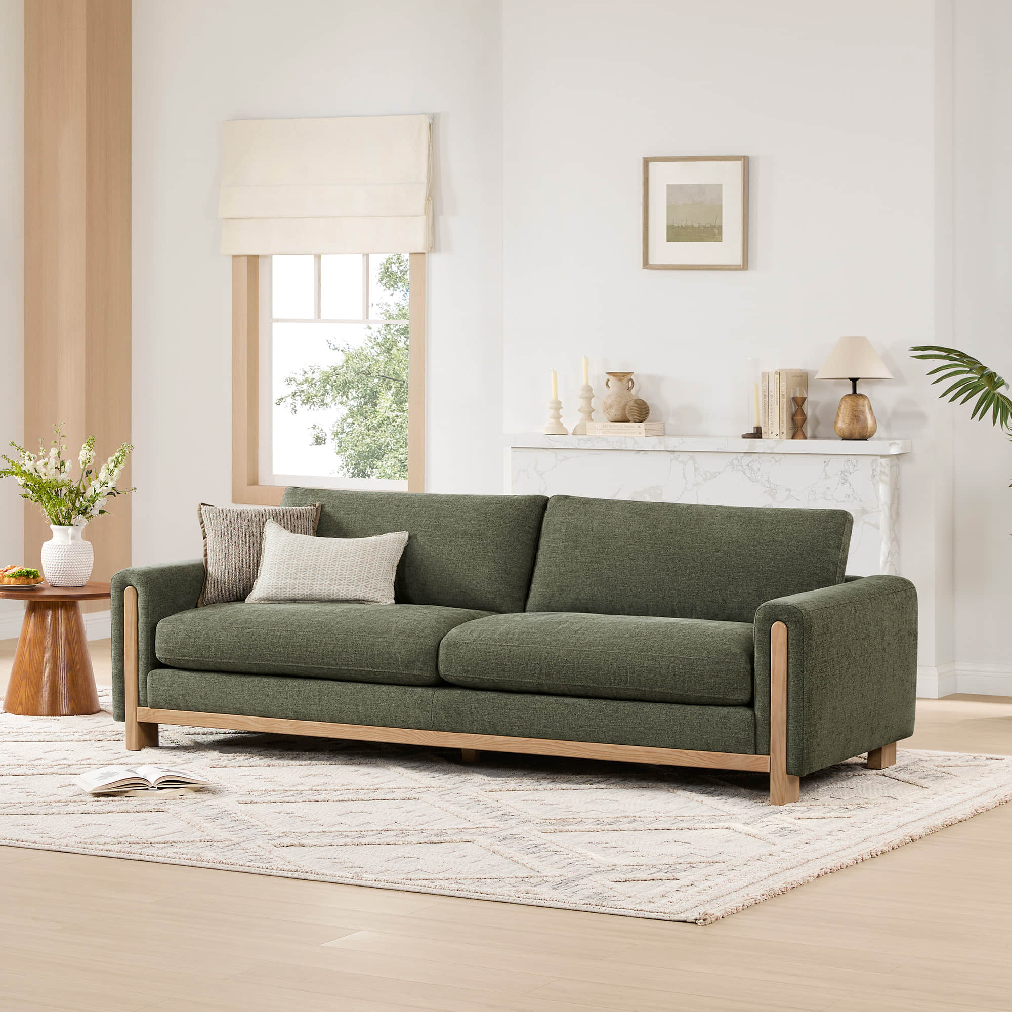 Keaton Performance Fabric 3-Seater Sofa with Ash Wood Base (99'') - Image 27
