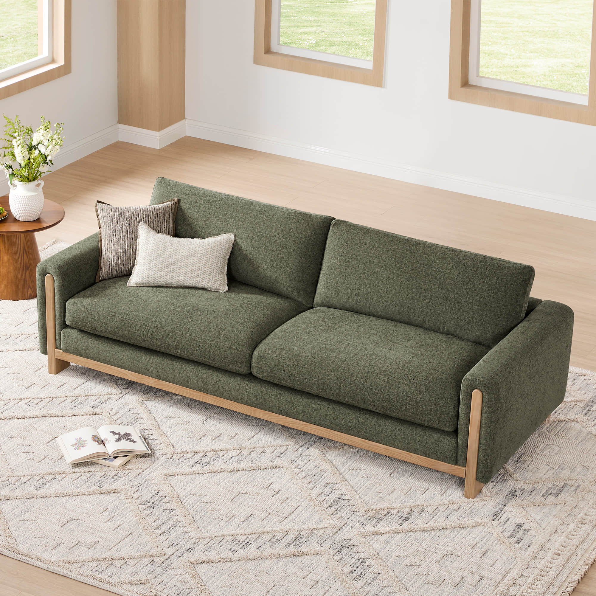 Keaton Performance Fabric 3-Seater Sofa with Ash Wood Base (99'') - Image 29