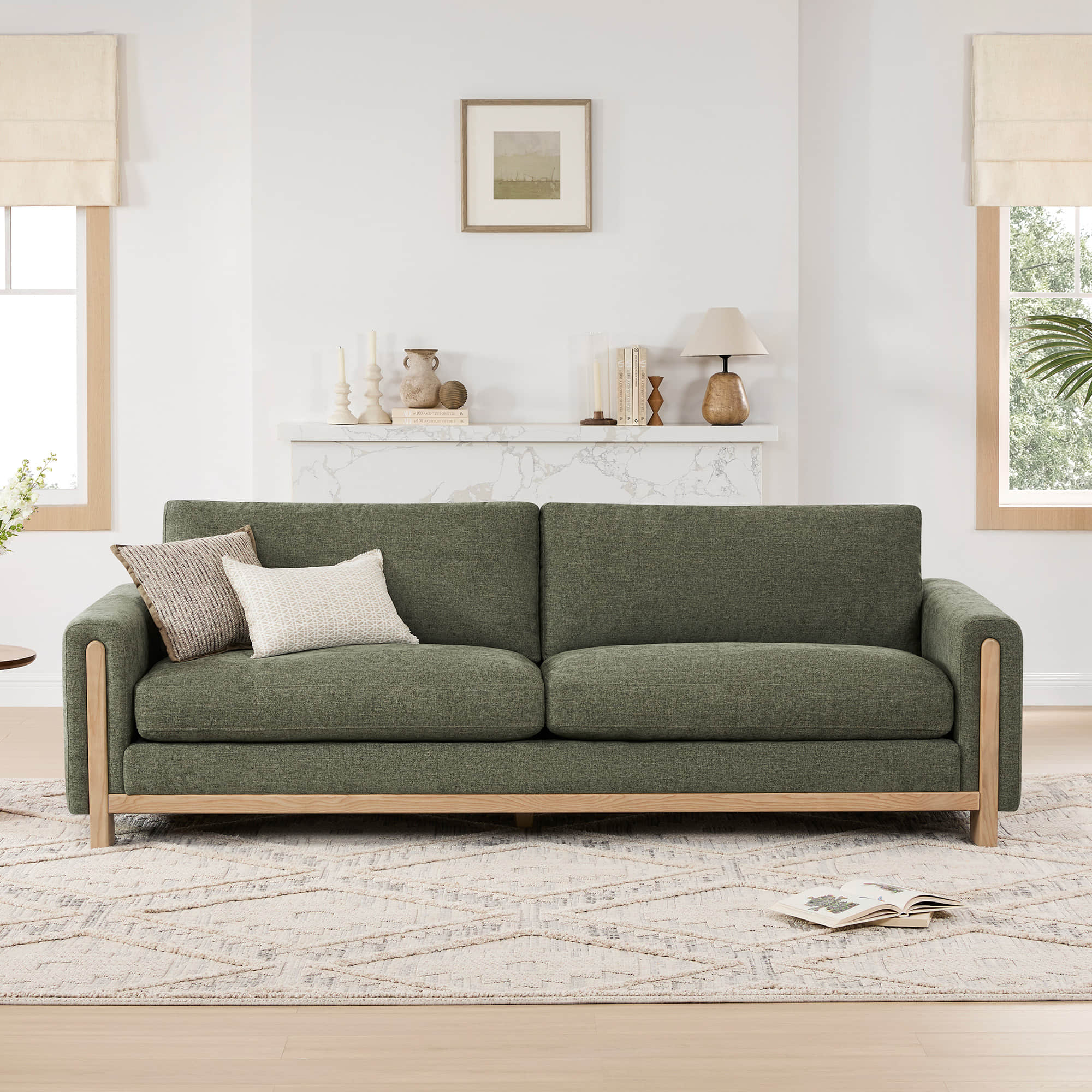 Keaton Performance Fabric 3-Seater Sofa with Ash Wood Base (99'') - Image 30