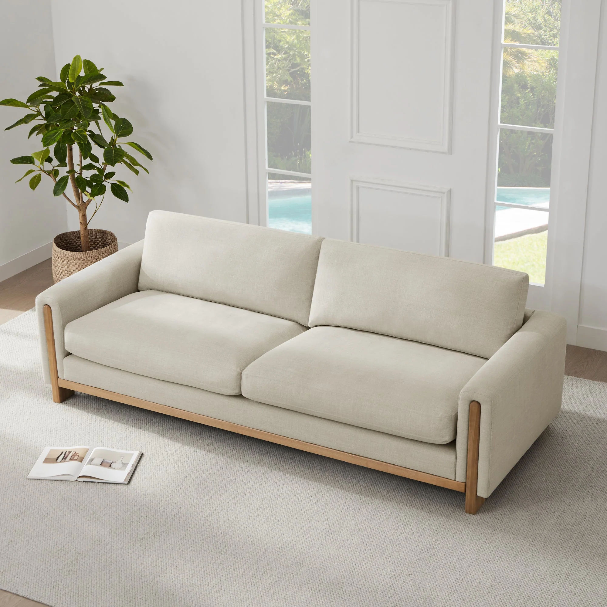 Keaton Performance Fabric 3-Seater Sofa with Ash Wood Base (99'') - Image 4
