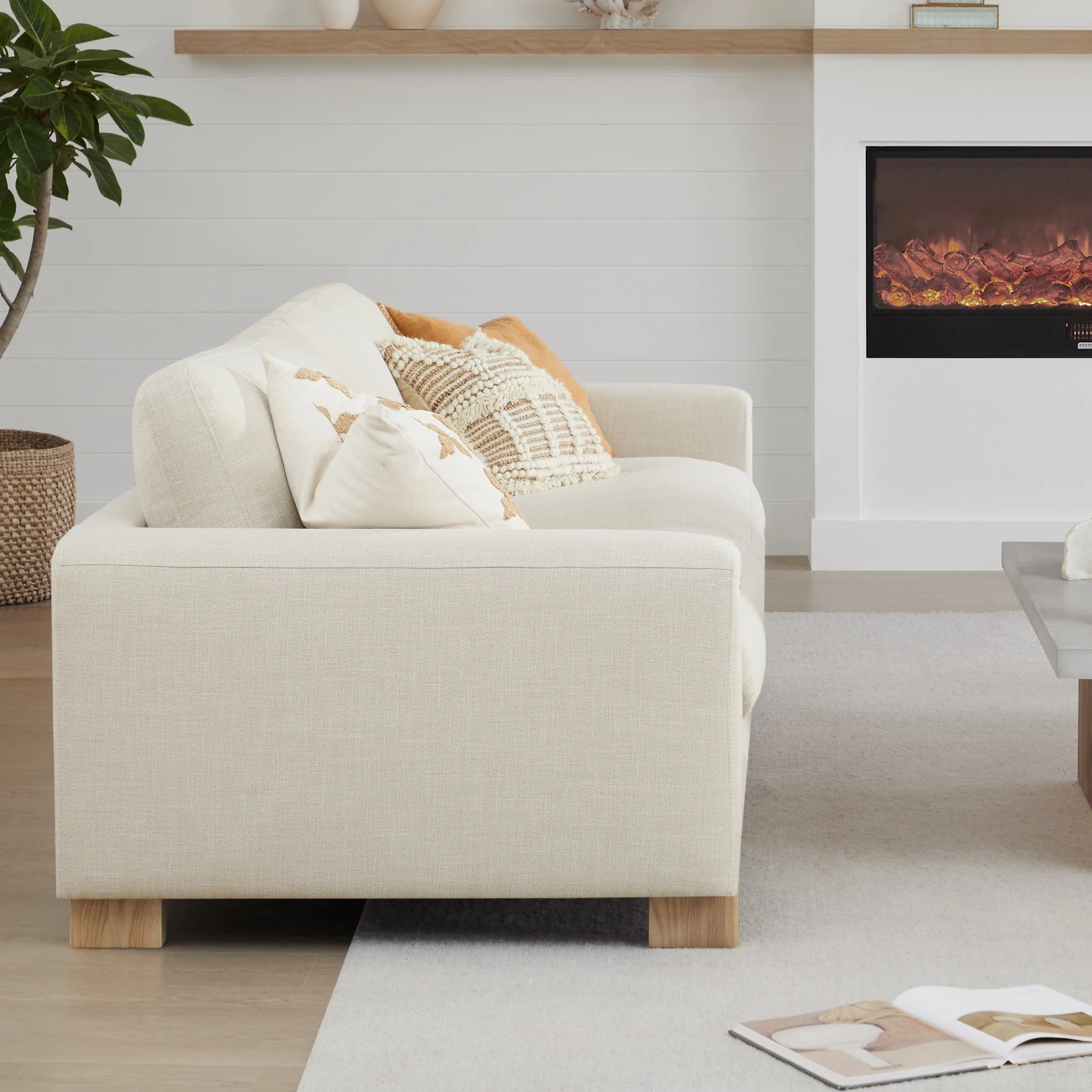 Keaton Performance Fabric 3-Seater Sofa with Ash Wood Base (99'') - Image 5