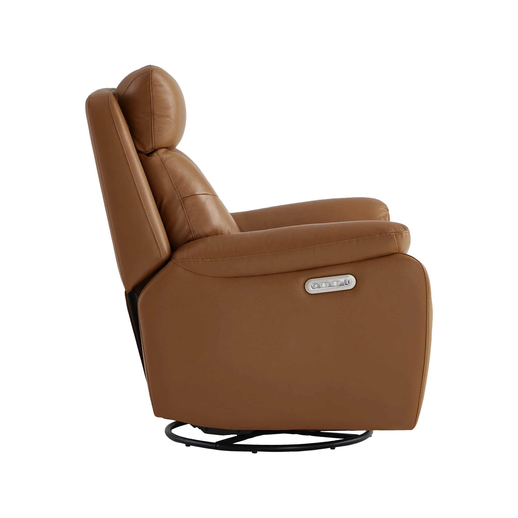 Keith Leather Swivel Glider Recliner with Power Headrest - Image 12