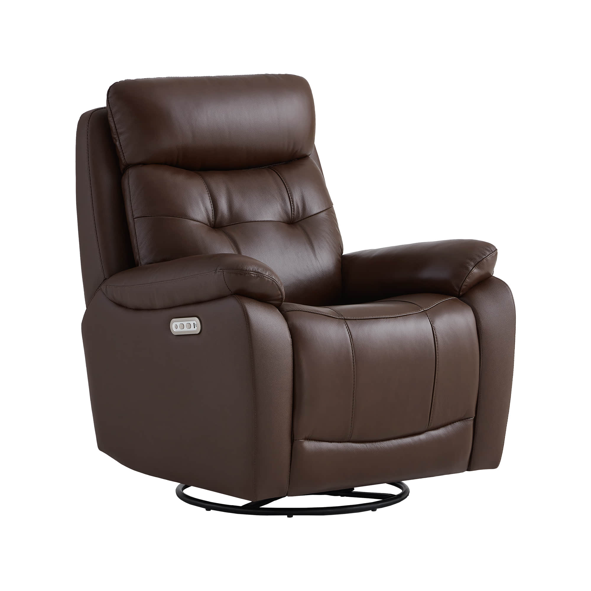 Keith Leather Swivel Glider Recliner with Power Headrest - Image 14