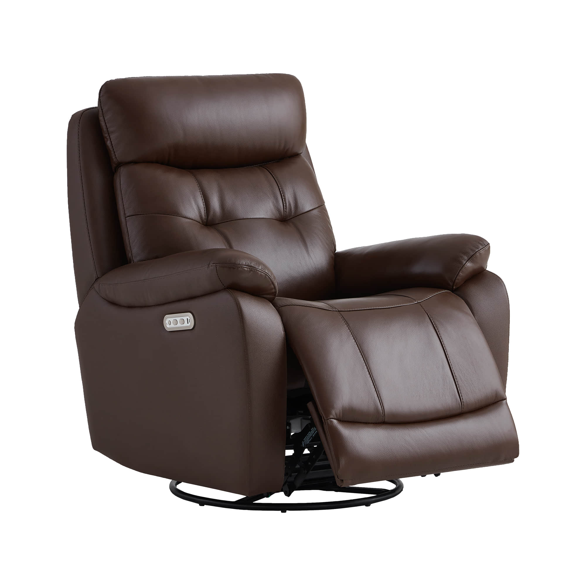 Keith Leather Swivel Glider Recliner with Power Headrest - Image 15