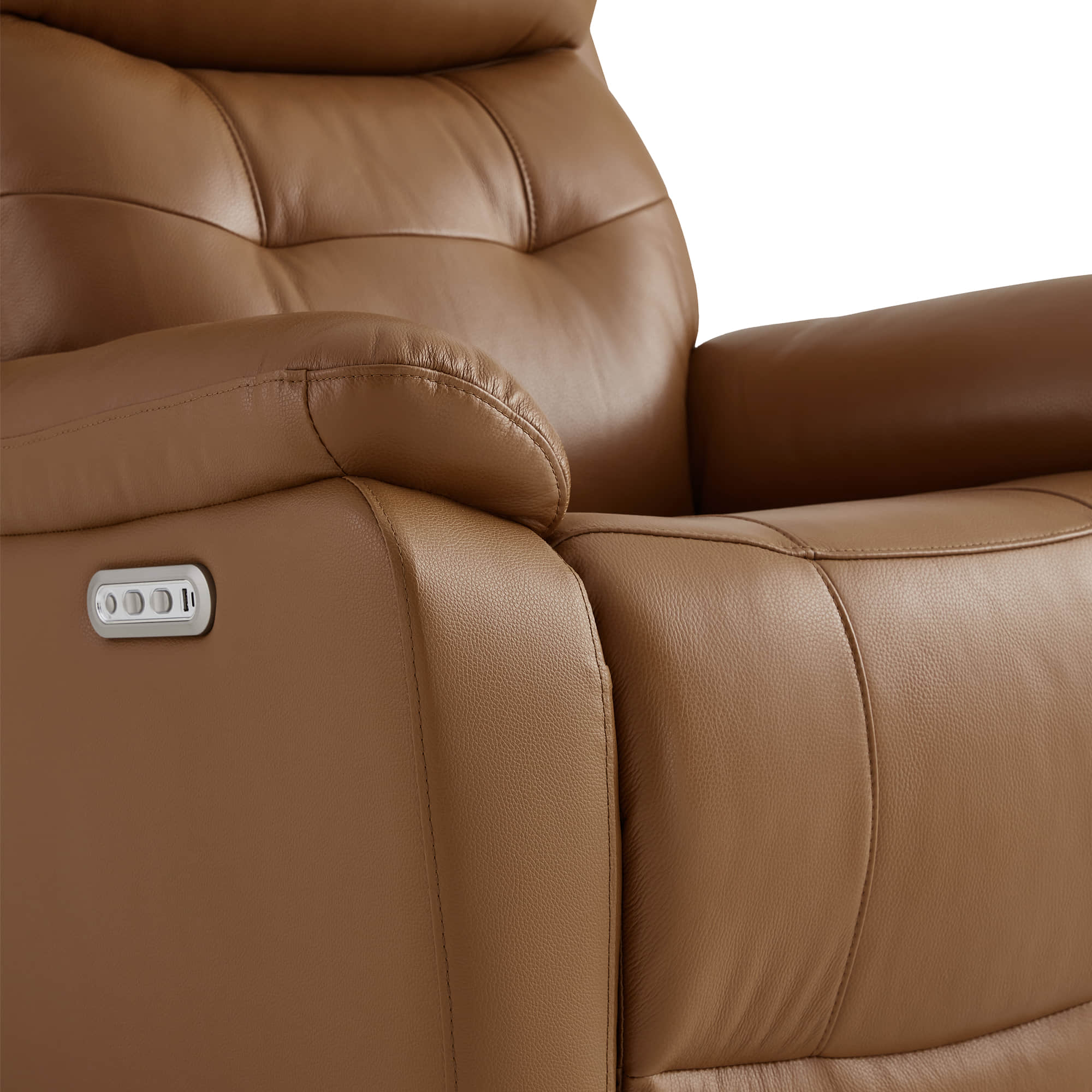 Keith Leather Swivel Glider Recliner with Power Headrest - Image 19