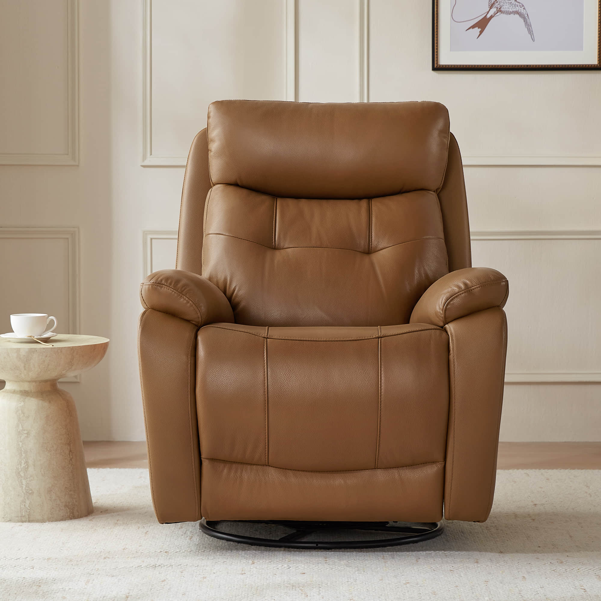 Keith Leather Swivel Glider Recliner with Power Headrest - Image 22