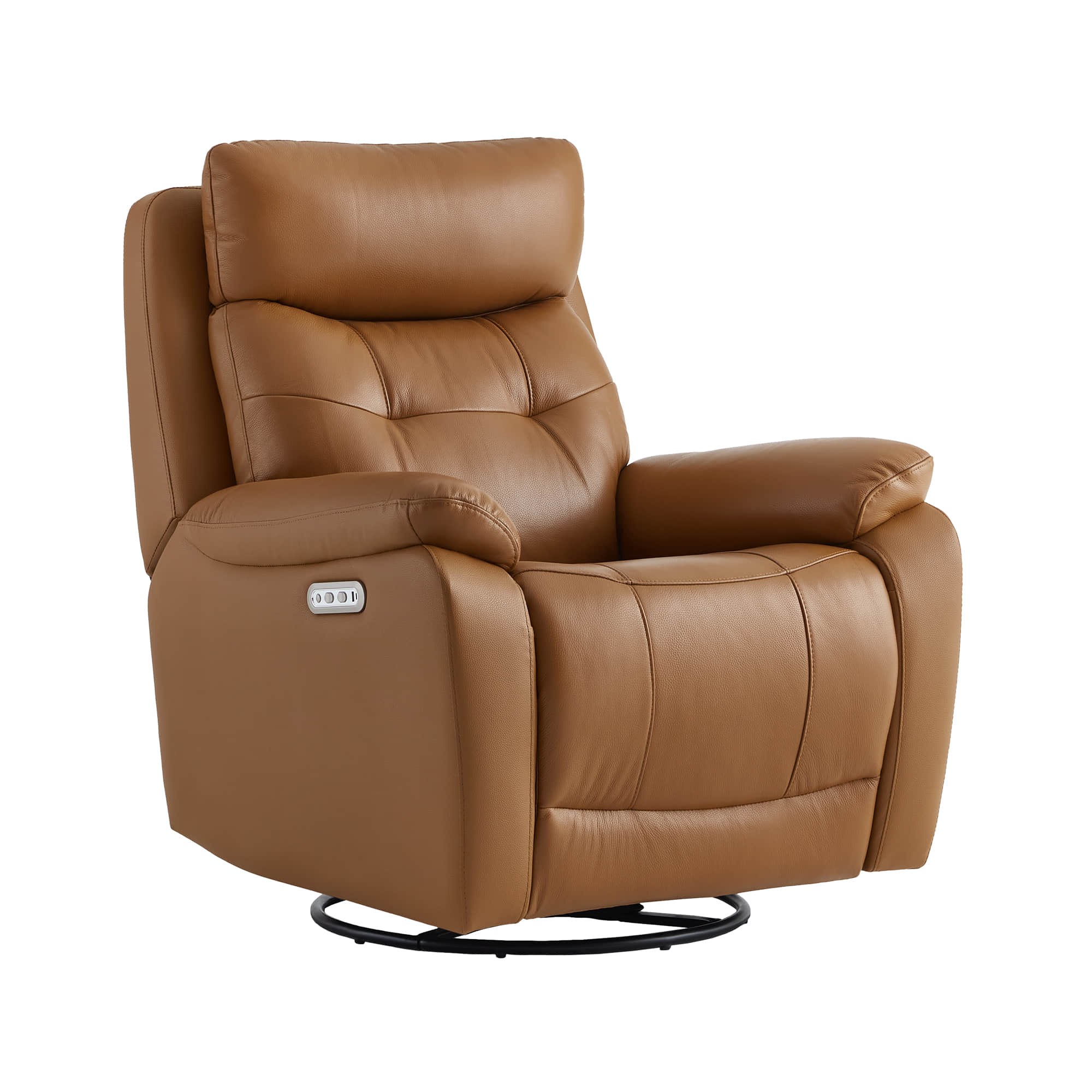 Keith Leather Swivel Glider Recliner with Power Headrest - Image 6
