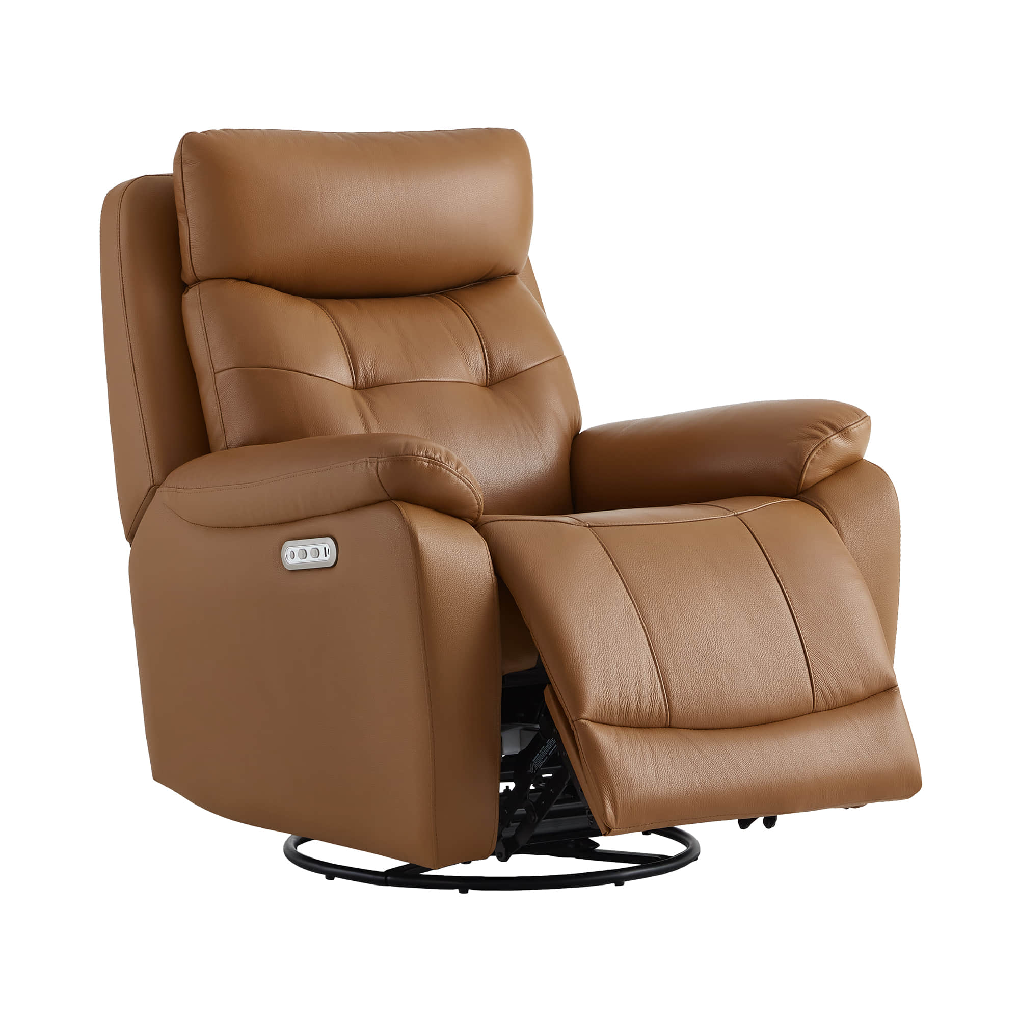 Keith Leather Swivel Glider Recliner with Power Headrest - Image 7