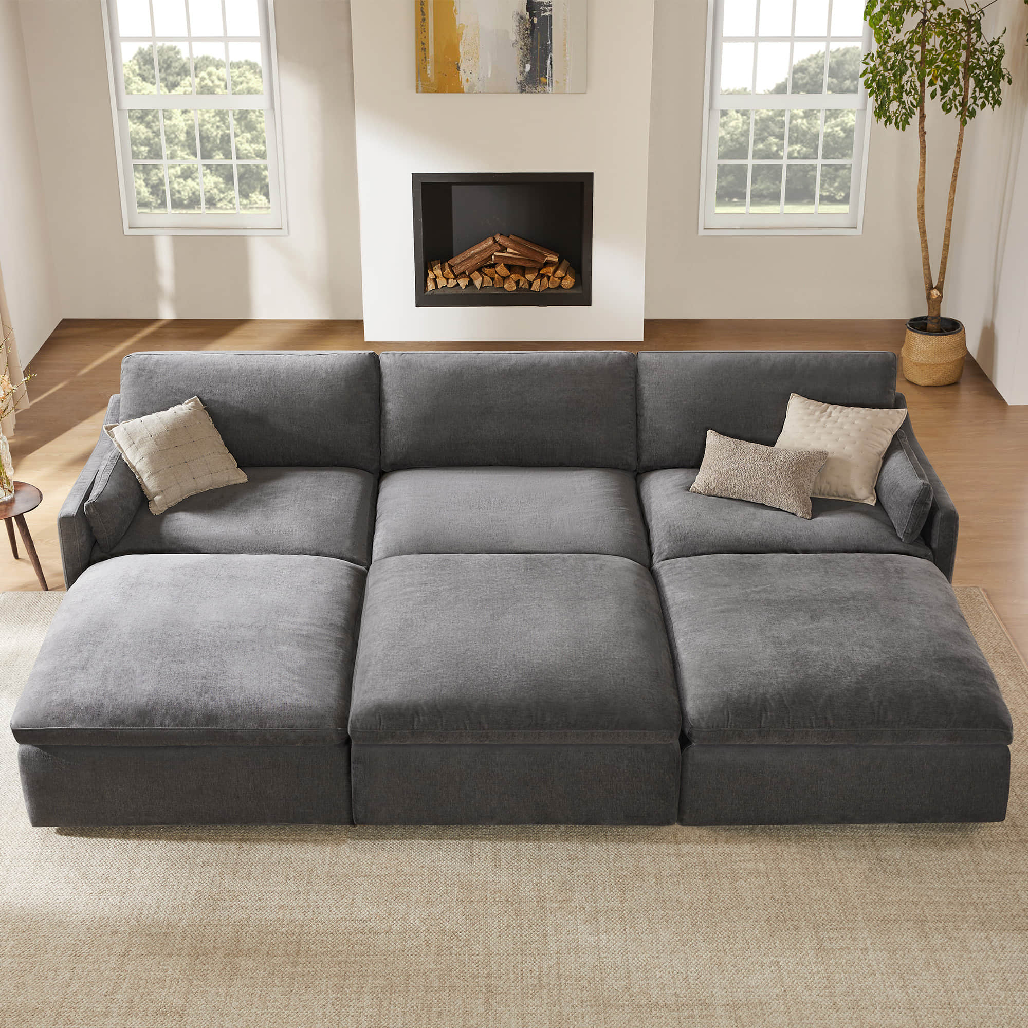 Kenna 6 Seat Modular Sofa Pit Sectional - Image 9