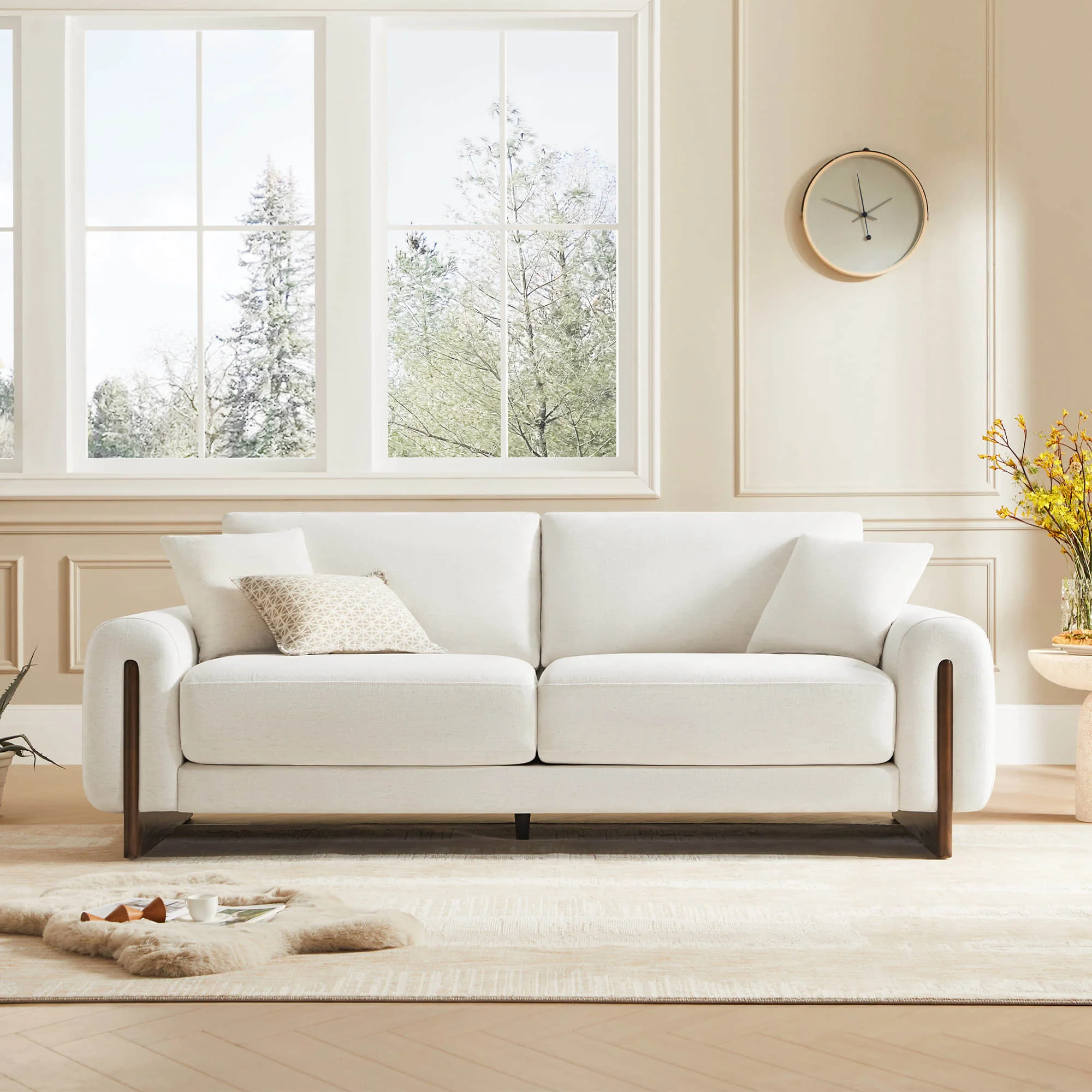 Kiara 3-Seater Chenille Sofa with Birch Wood Base - Image 3