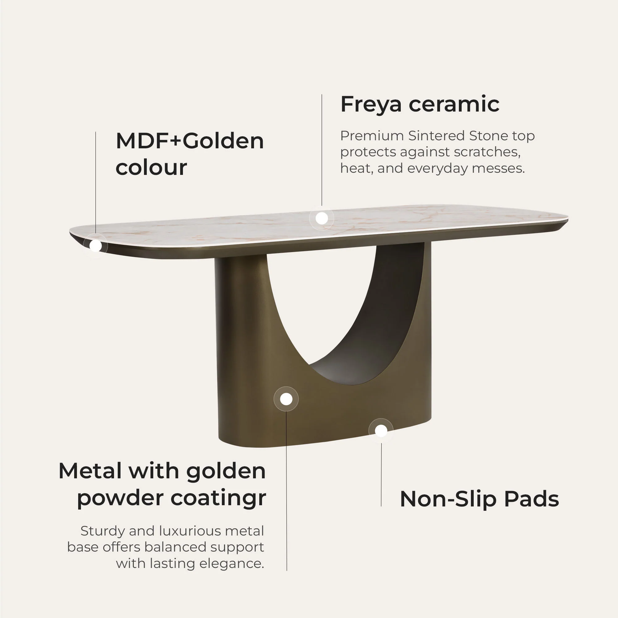 71” Layla Sintered Stone Elegant Soft-Corner Dining Table - Image 17