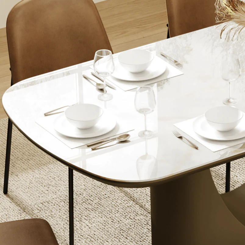 71” Layla Sintered Stone Elegant Soft-Corner Dining Table - Image 3