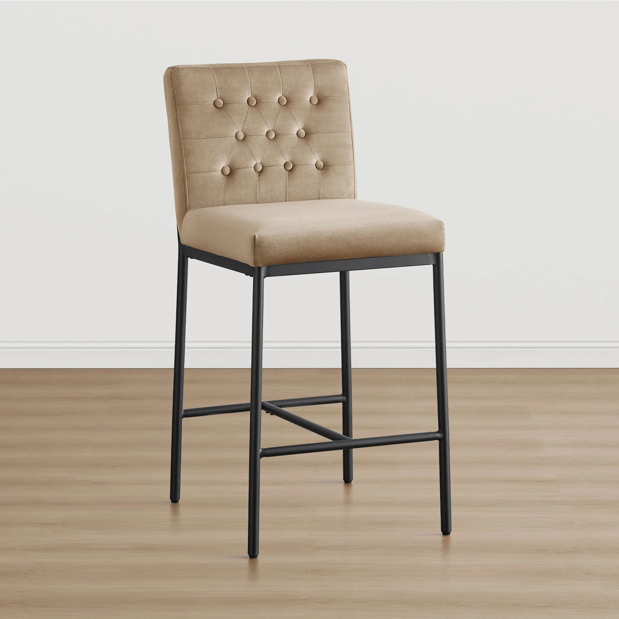Layla Retro Tufted-design Counter Stool with Metal Base (Set of 2） - Image 17