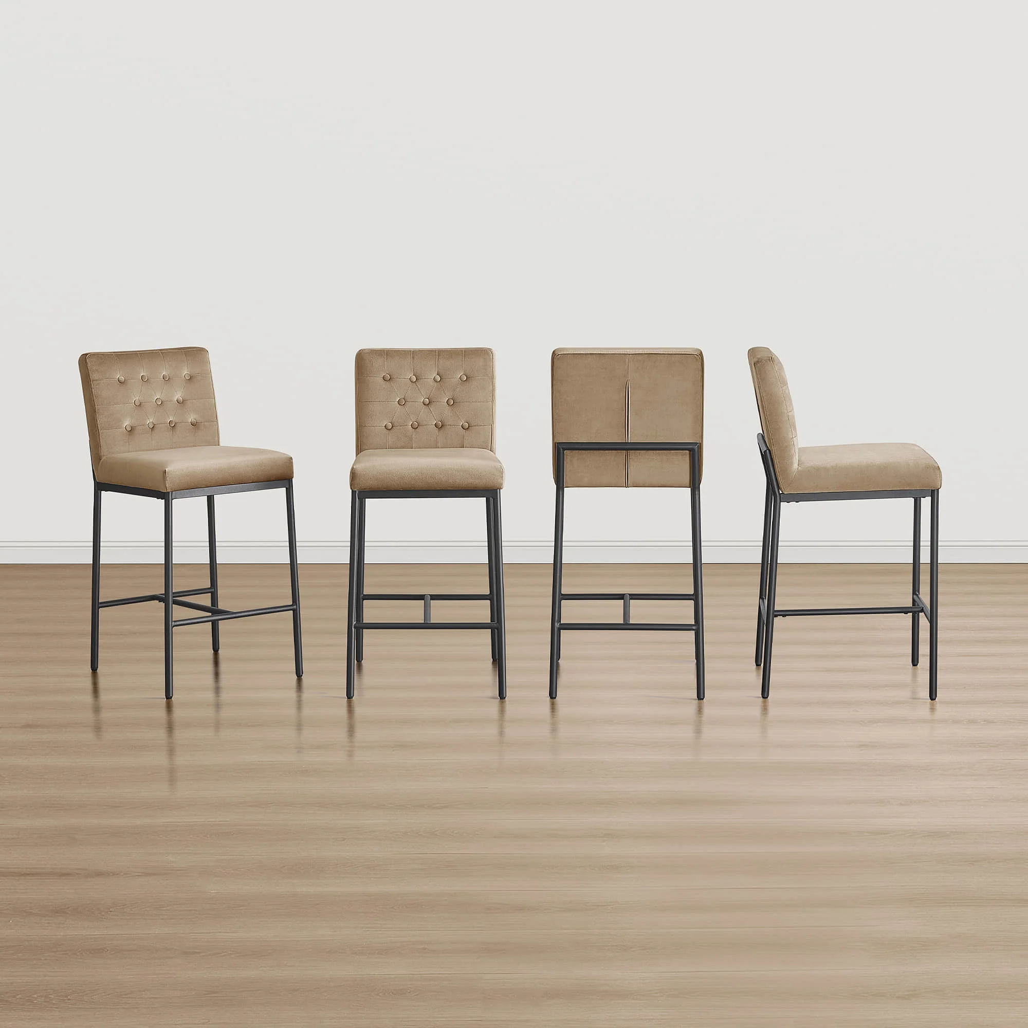 Layla Retro Tufted-design Counter Stool with Metal Base (Set of 2） - Image 21