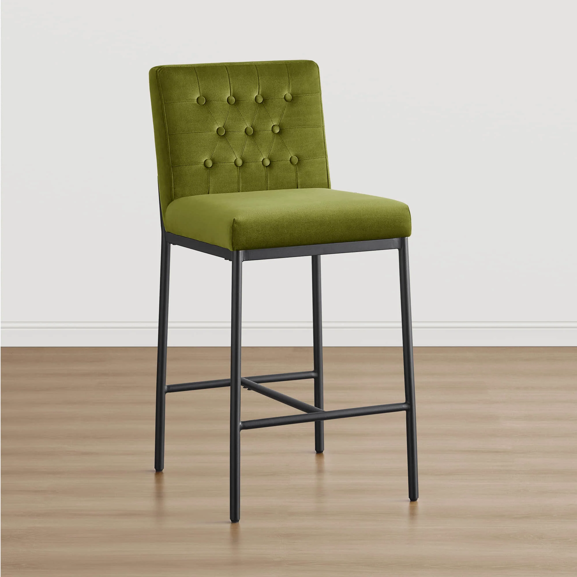 Layla Retro Tufted-design Counter Stool with Metal Base (Set of 2） - Image 25