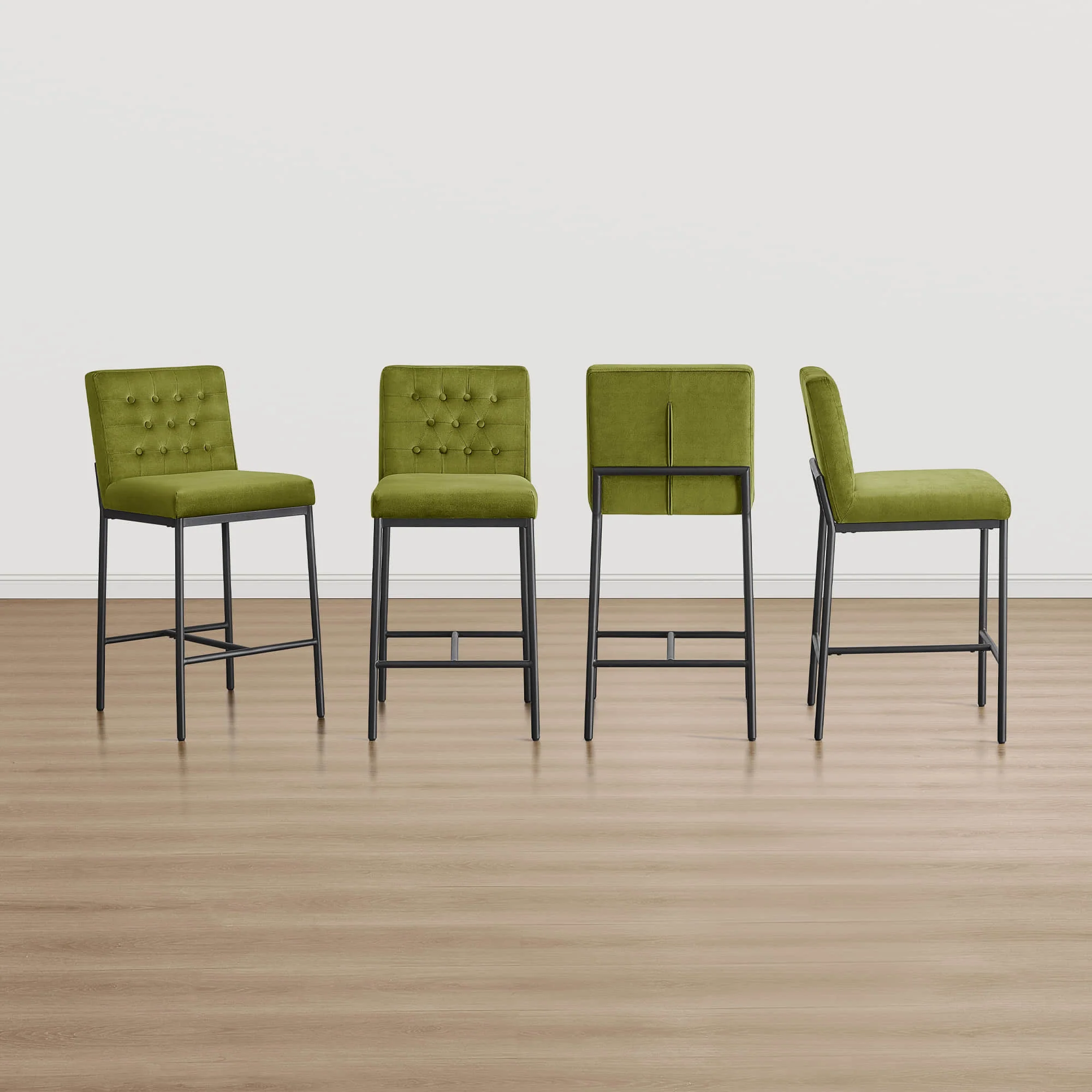 Layla Retro Tufted-design Counter Stool with Metal Base (Set of 2） - Image 30