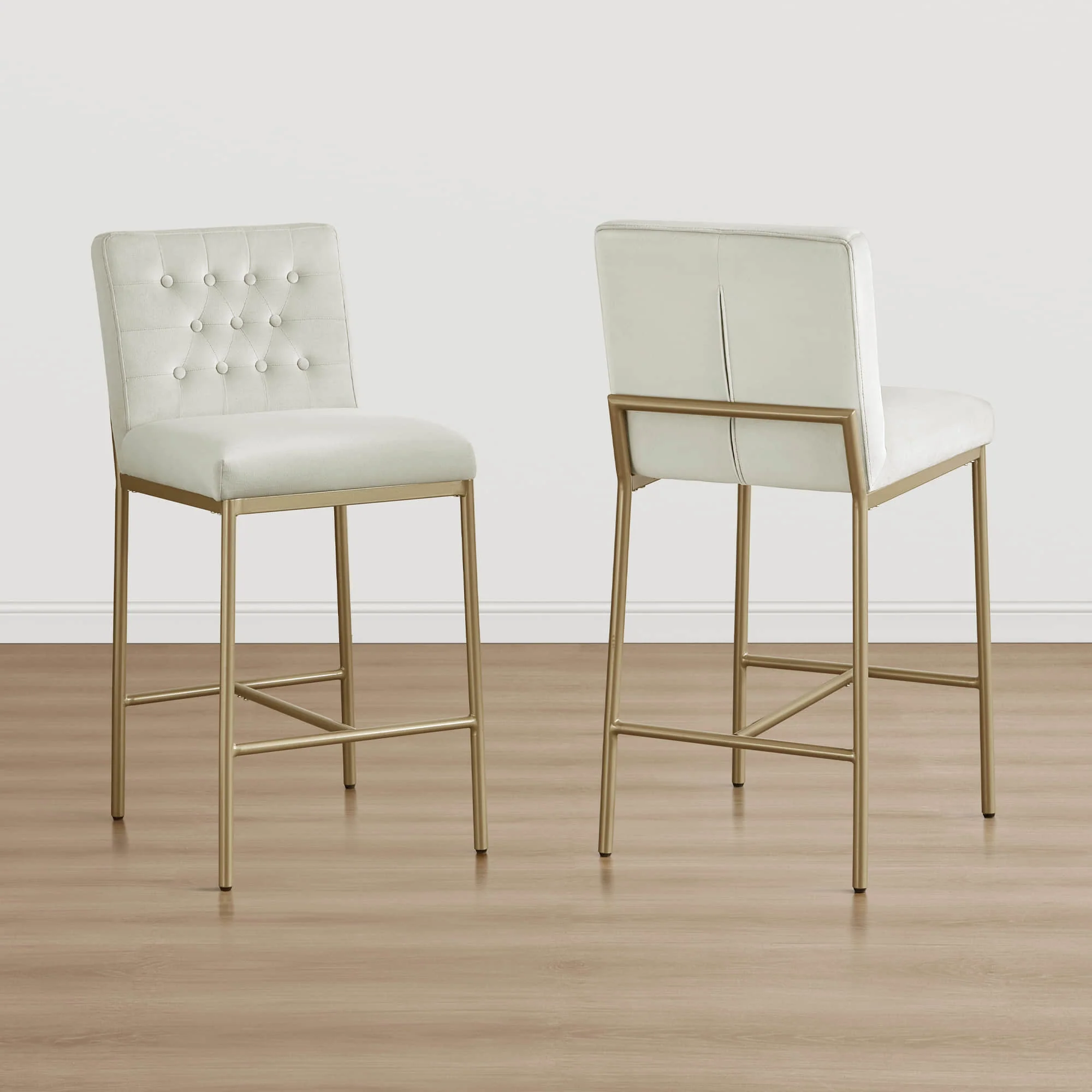 Layla Retro Tufted-design Counter Stool with Metal Base (Set of 2） - Image 7