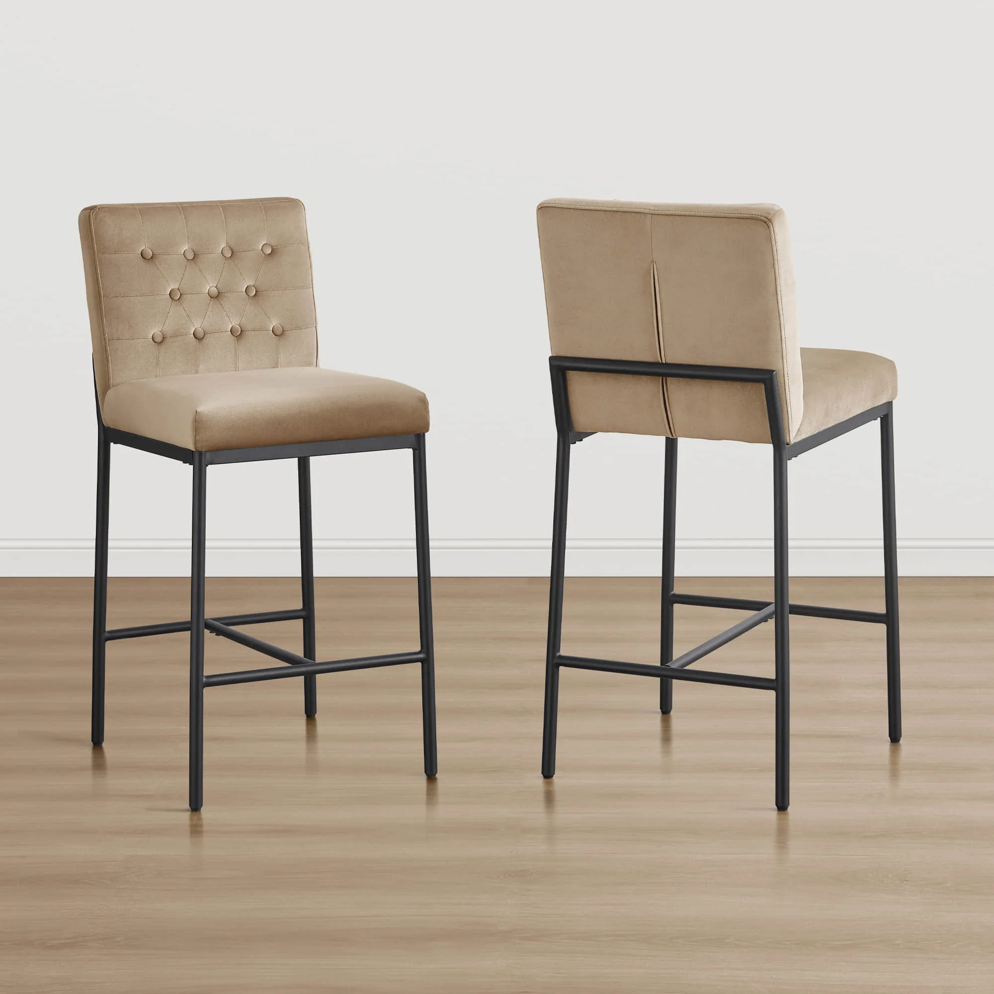 Layla Retro Tufted-design Counter Stool with Metal Base (Set of 2） - Image 8