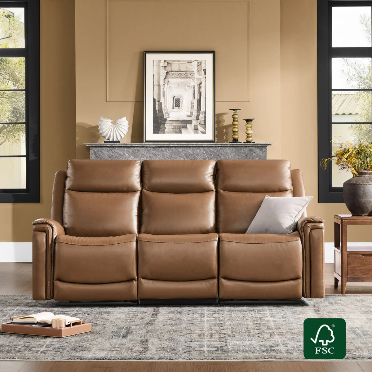 Leif Modern Top-Grain Leather Super Zero Gravity Reclining Sofa - Image 2