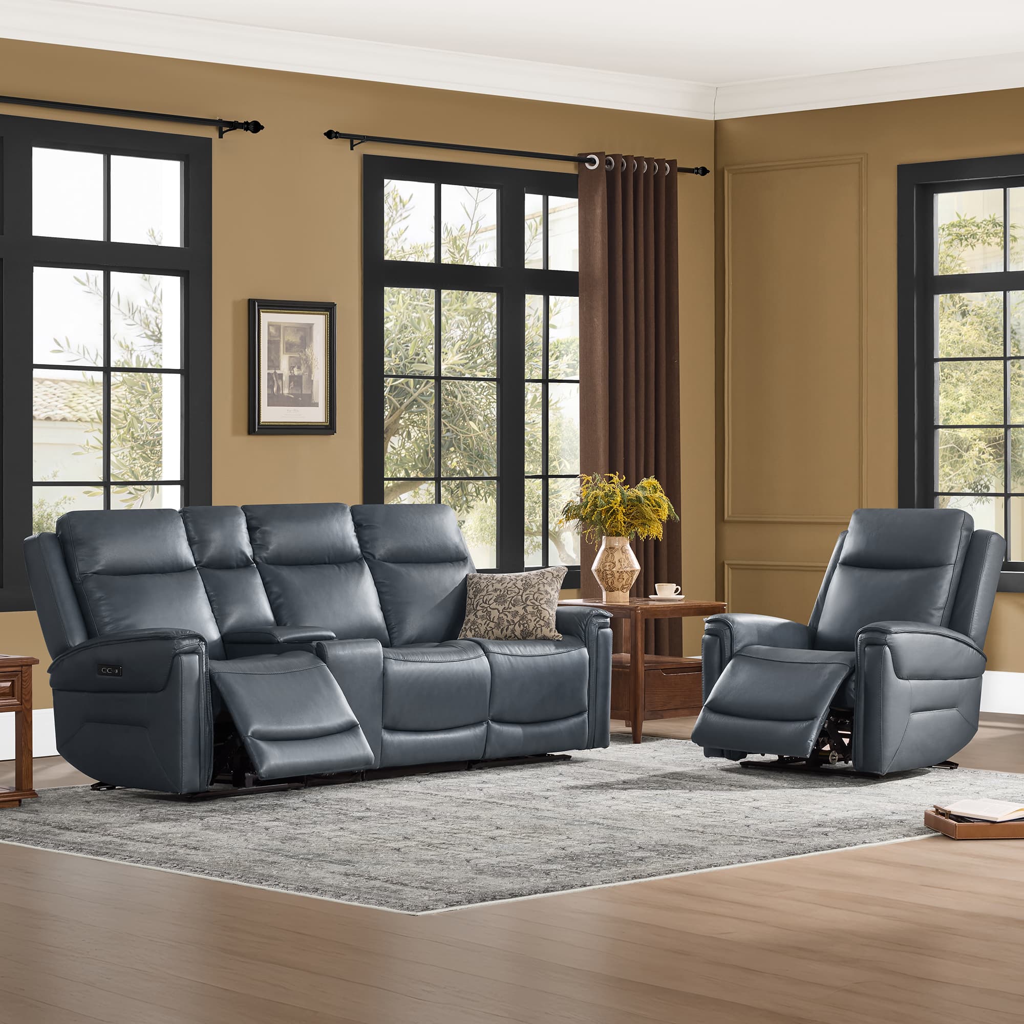 Leif Modern Top-Grain Leather Super Zero Gravity Reclining Sofa - Image 37