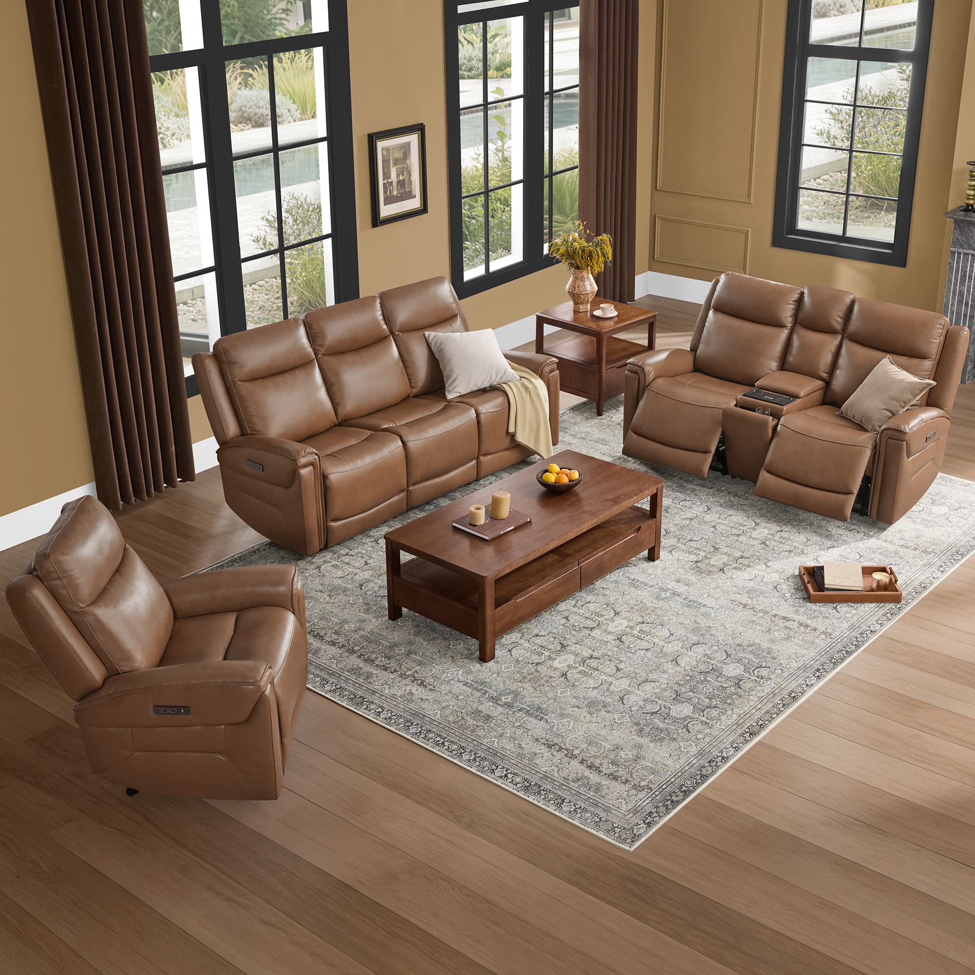 Leif Modern Top-Grain Leather Super Zero Gravity Reclining Sofa - Image 62