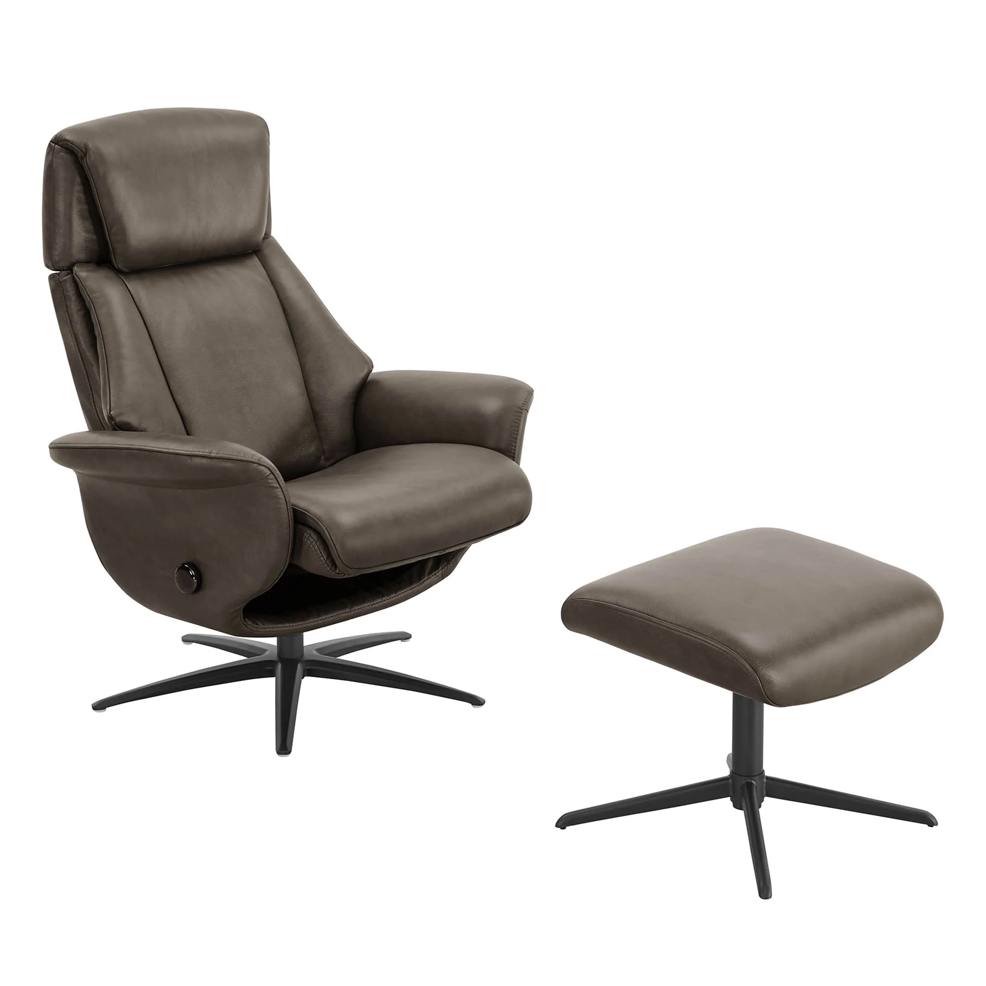 Leslie Genuine Leather Swivel Reclining Chair & Ottoman - Image 21