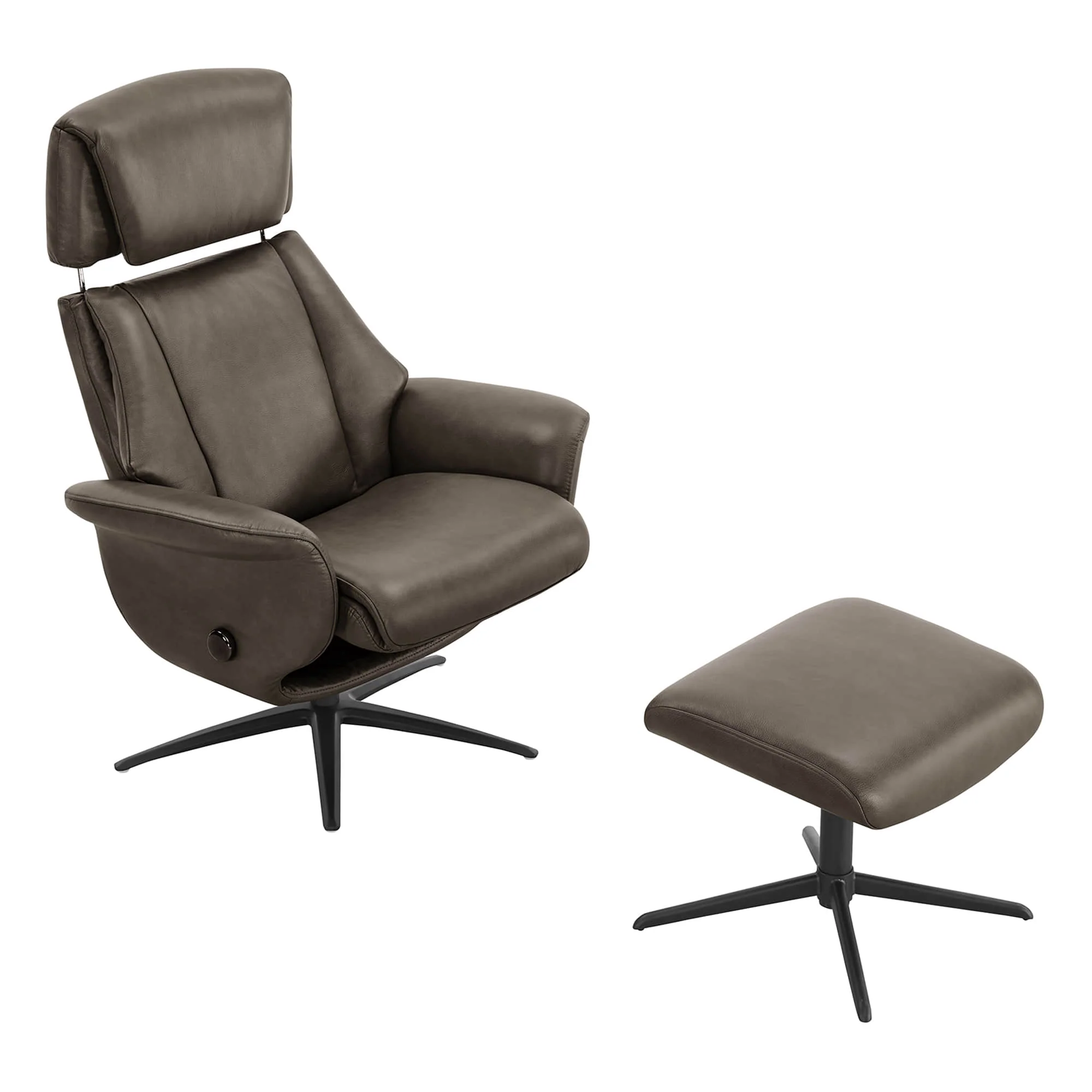 Leslie Genuine Leather Swivel Reclining Chair & Ottoman - Image 24