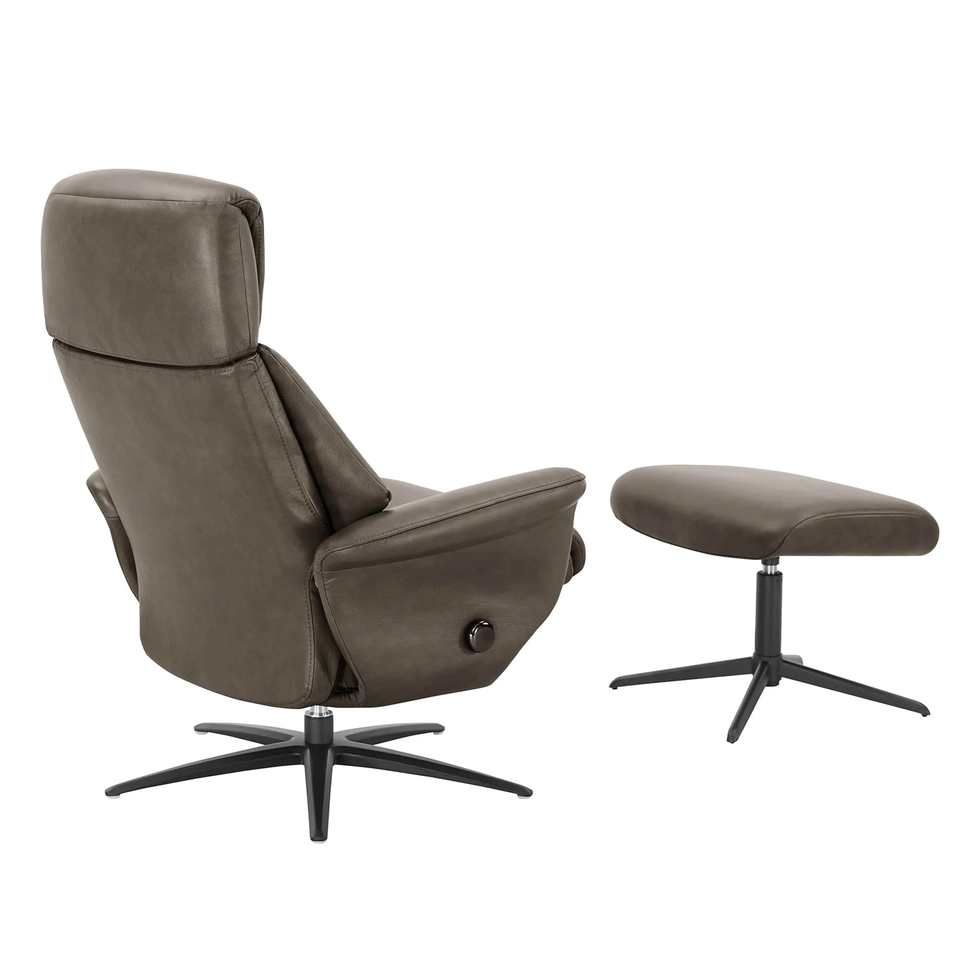 Leslie Genuine Leather Swivel Reclining Chair & Ottoman - Image 25