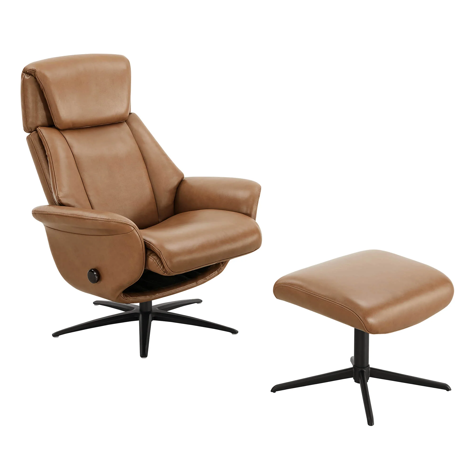 Leslie Genuine Leather Swivel Reclining Chair & Ottoman - Image 32