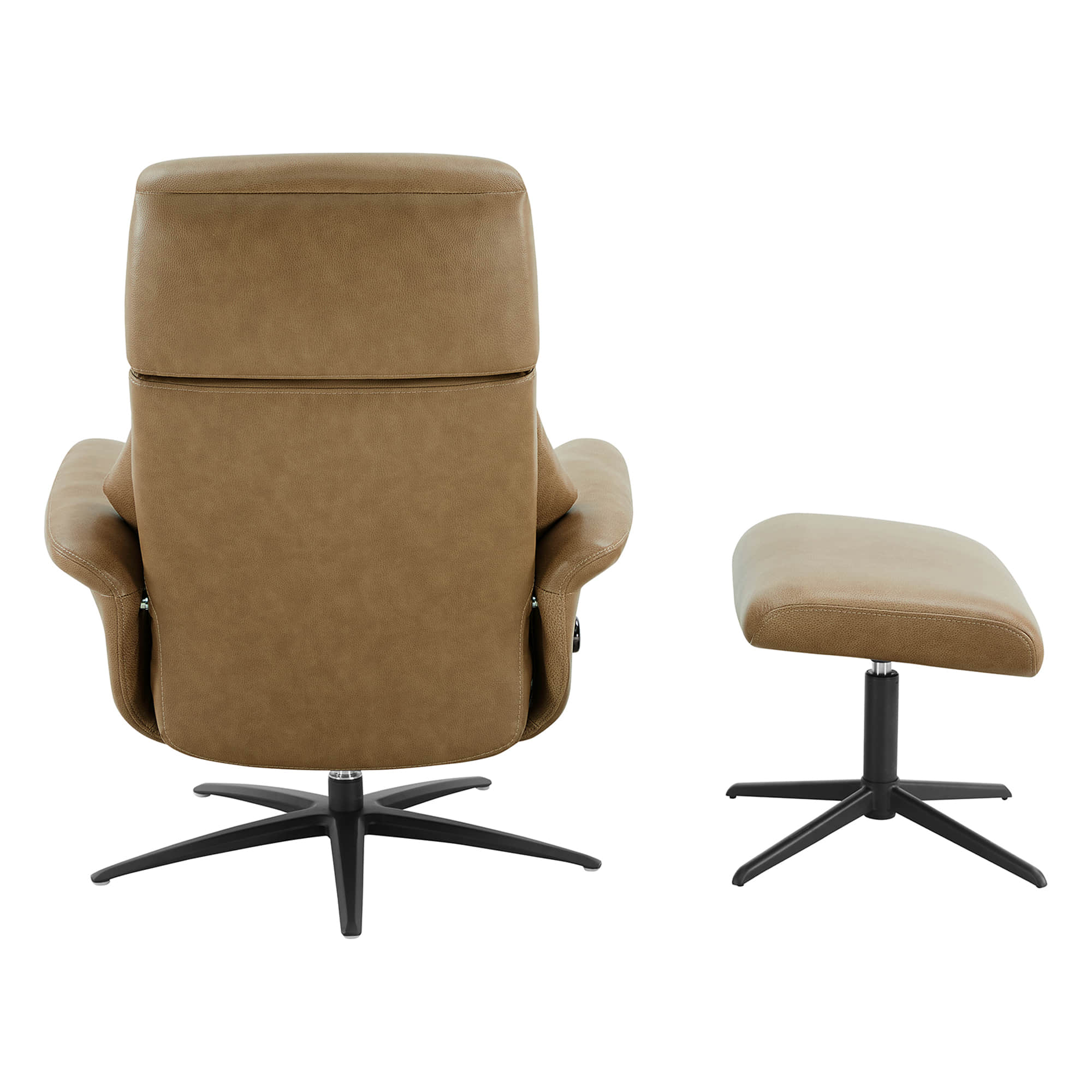 Leslie Genuine Leather Swivel Reclining Chair & Ottoman - Image 52