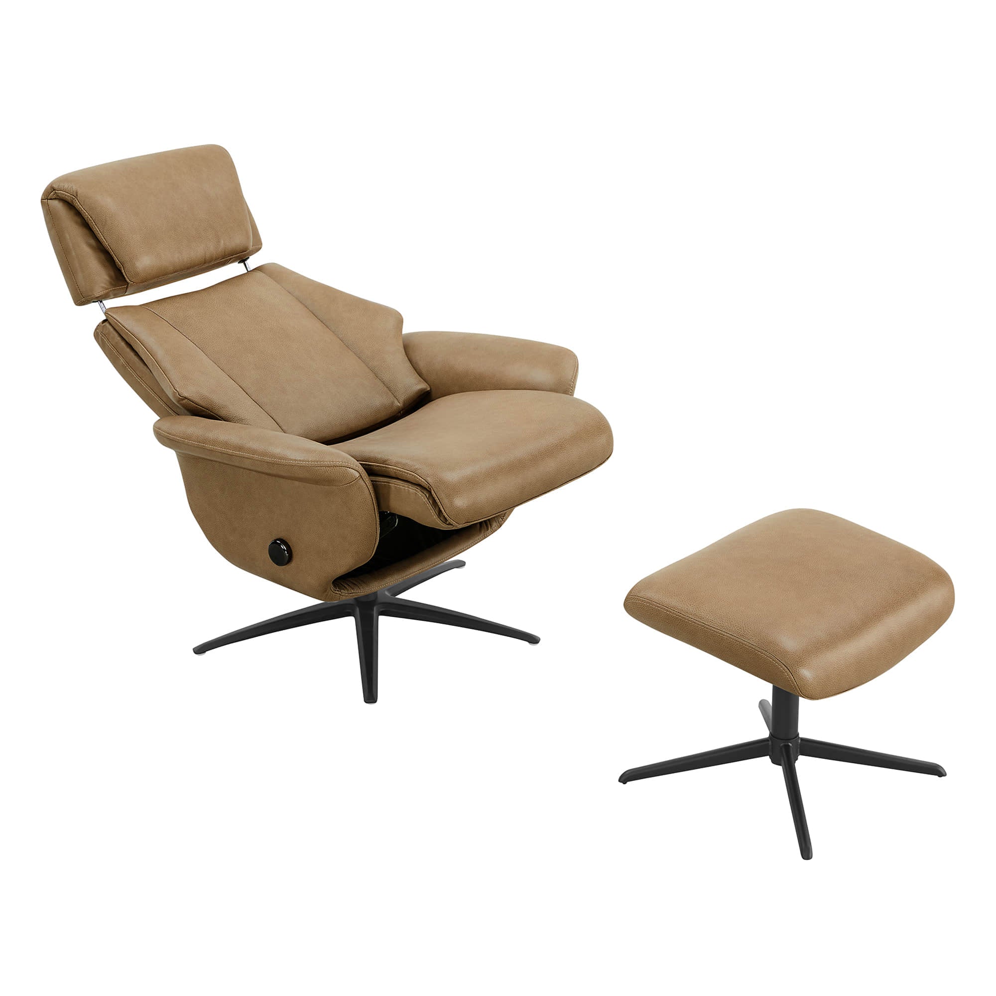 Leslie Genuine Leather Swivel Reclining Chair & Ottoman - Image 60