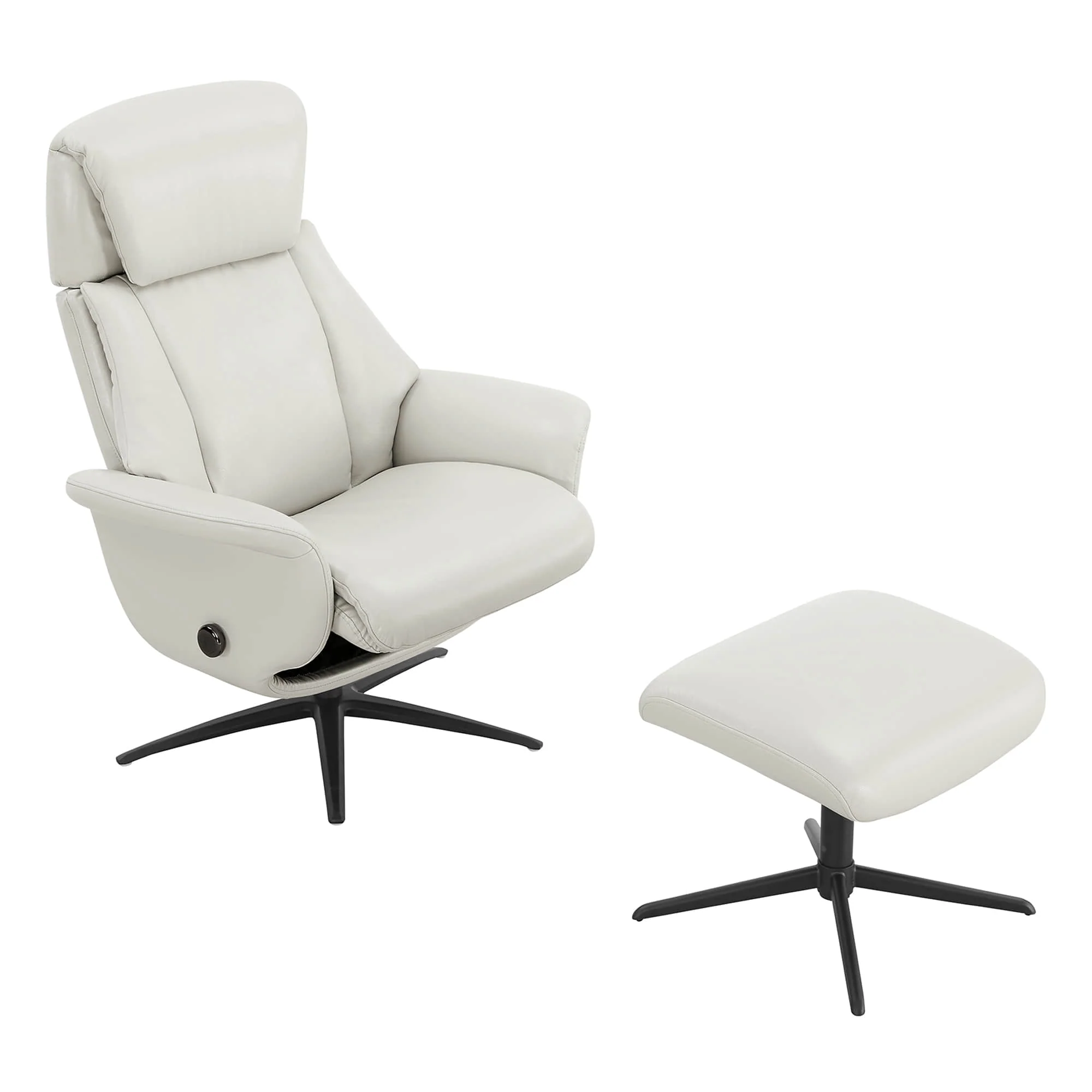 Leslie Genuine Leather Swivel Reclining Chair & Ottoman - Image 78