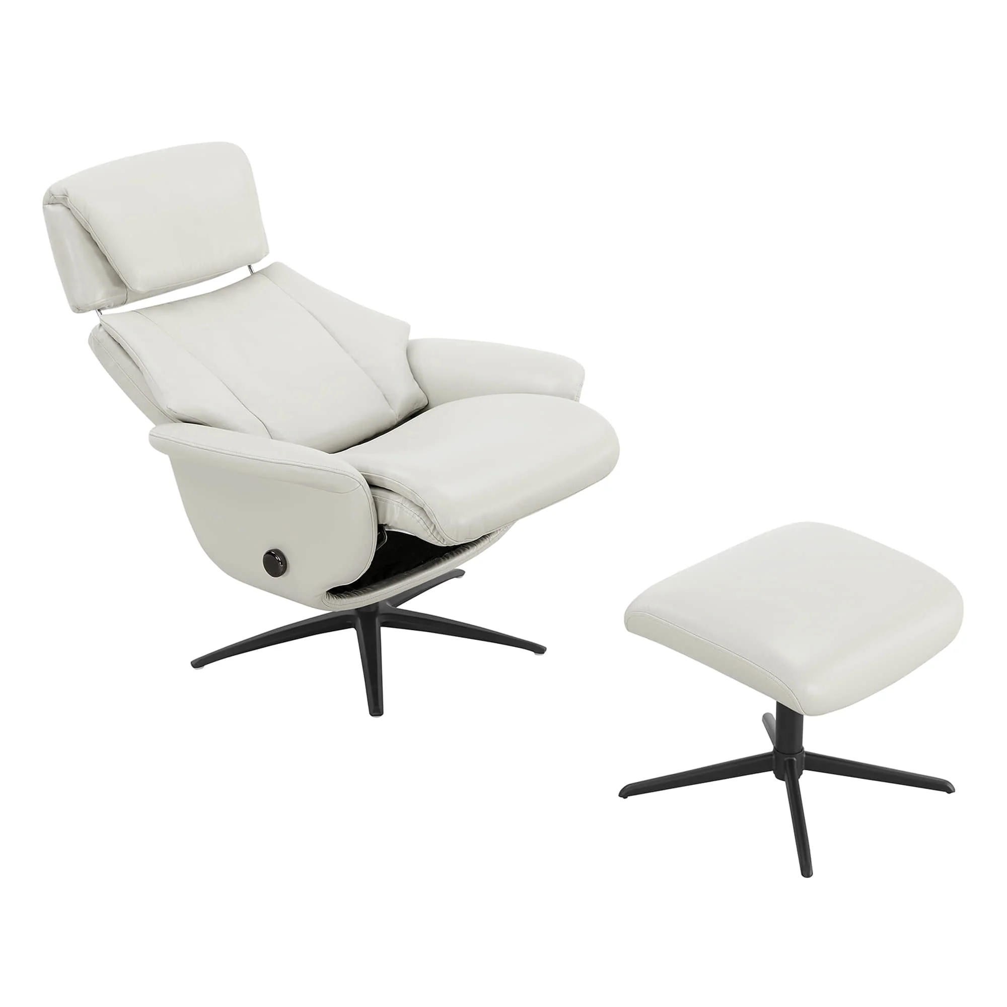 Leslie Genuine Leather Swivel Reclining Chair & Ottoman - Image 79