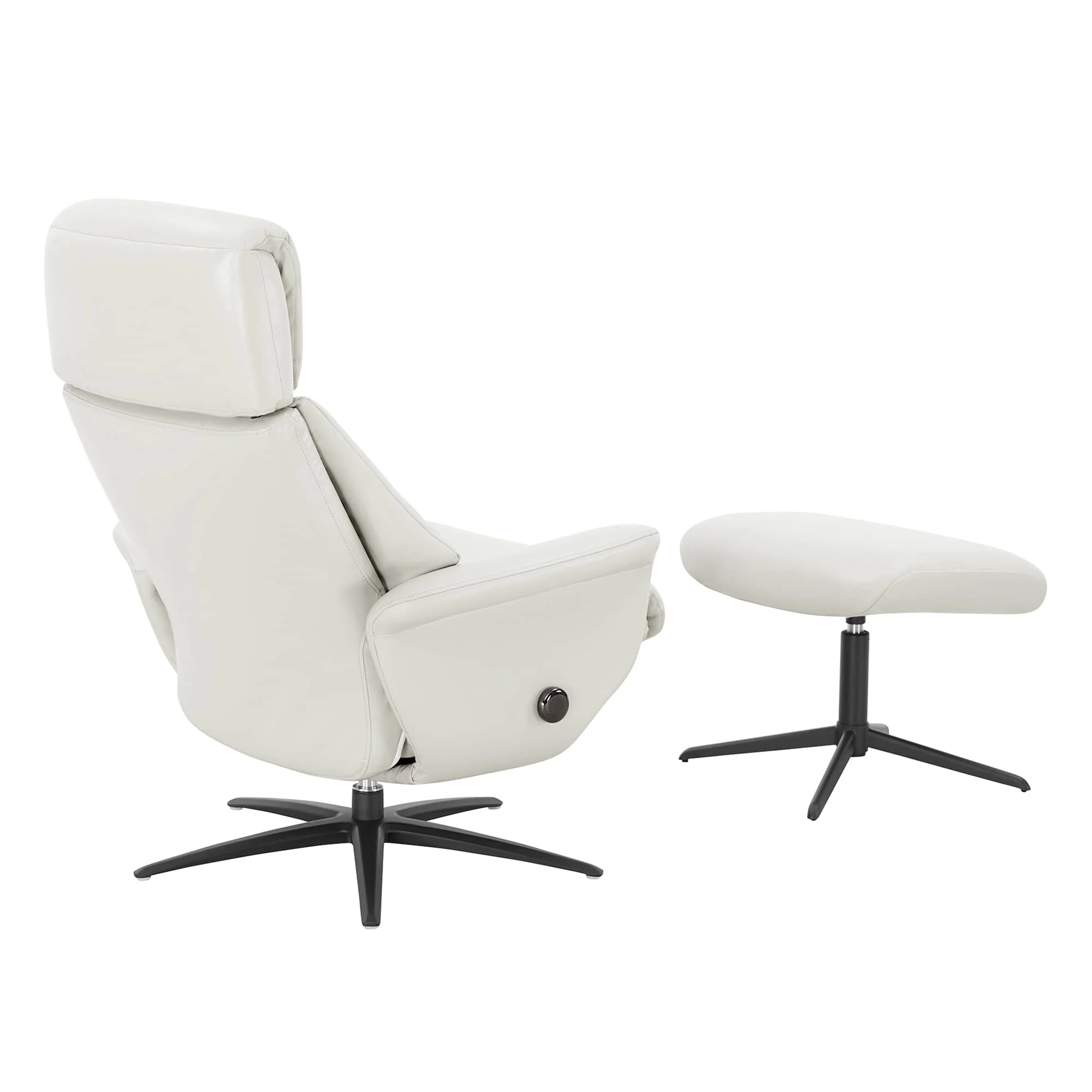 Leslie Genuine Leather Swivel Reclining Chair & Ottoman - Image 86