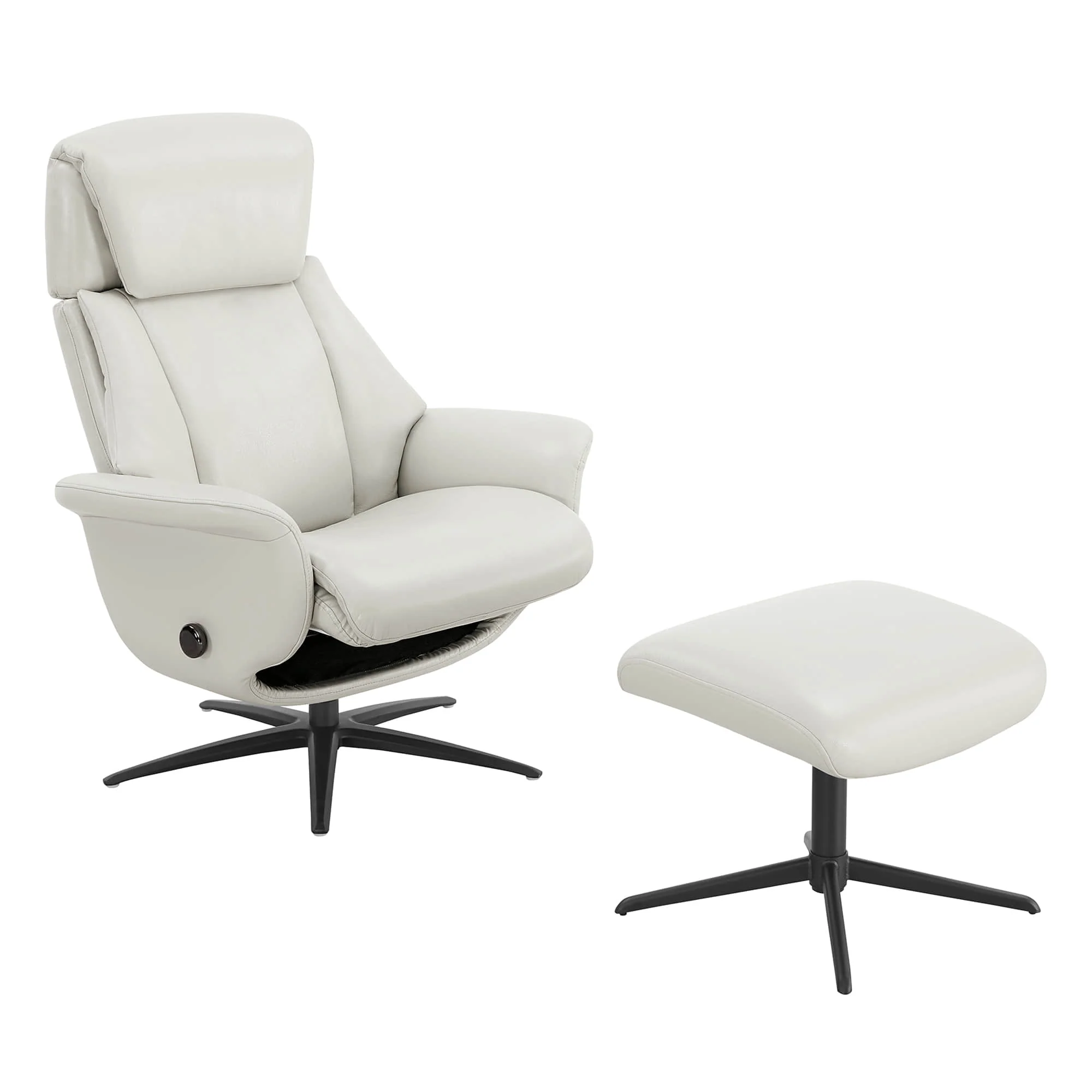 Leslie Genuine Leather Swivel Reclining Chair & Ottoman - Image 94