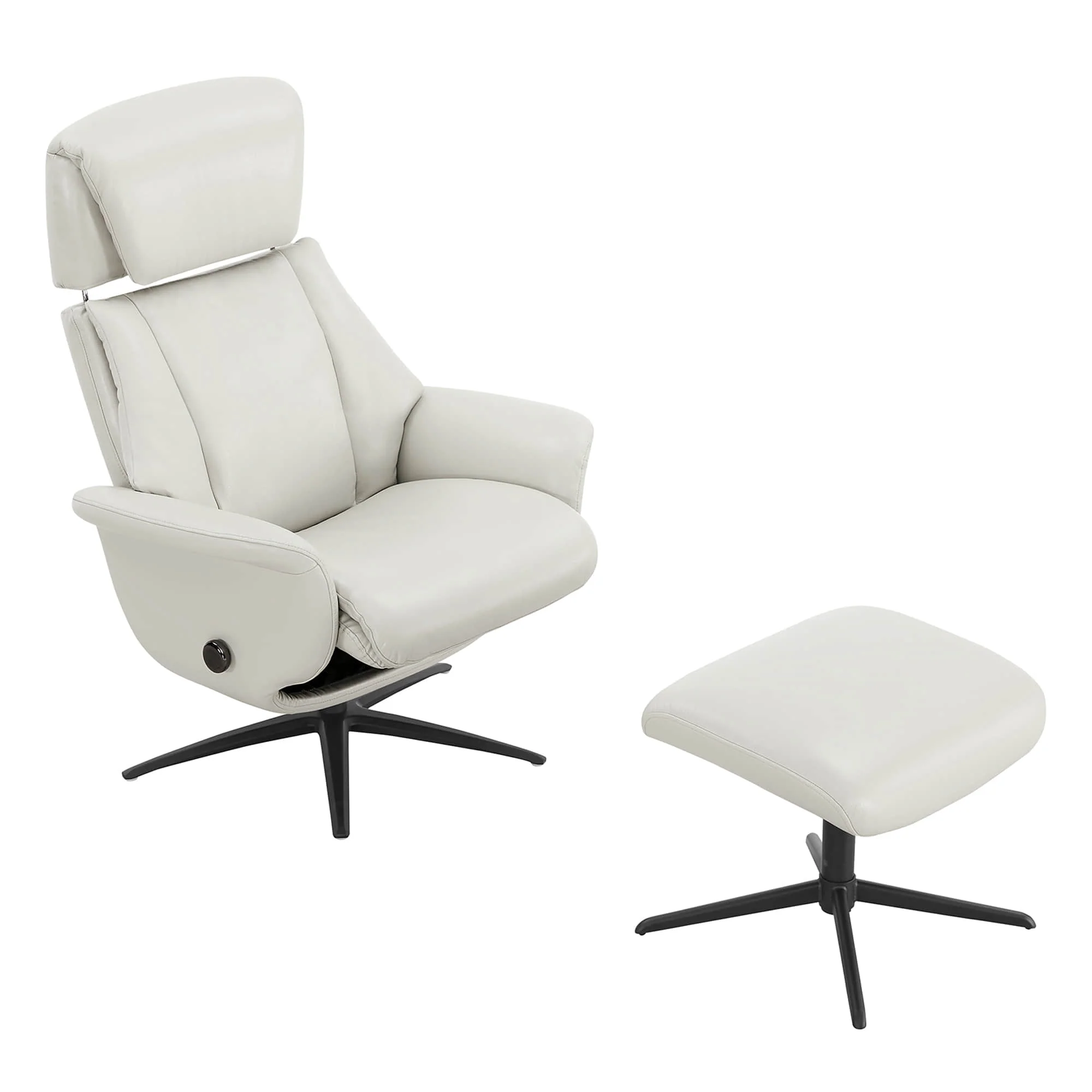 Leslie Genuine Leather Swivel Reclining Chair & Ottoman - Image 96