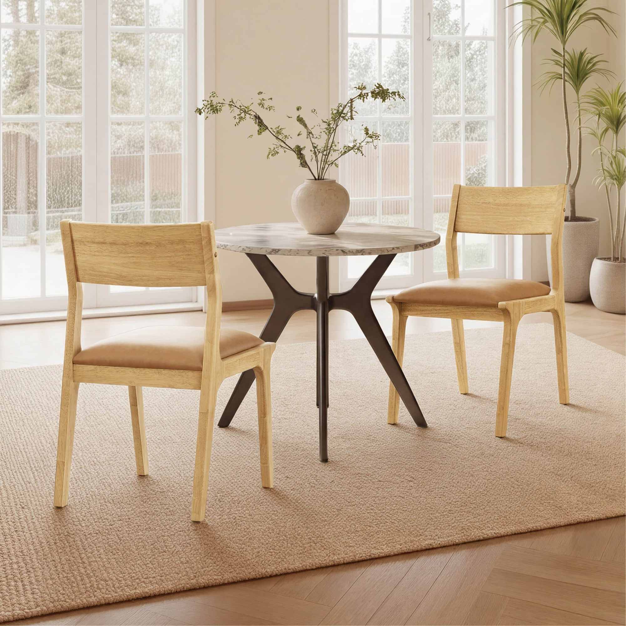 Levi Modern Solid Wood Upholstered Dining Chair (Set of 2) - Image 2